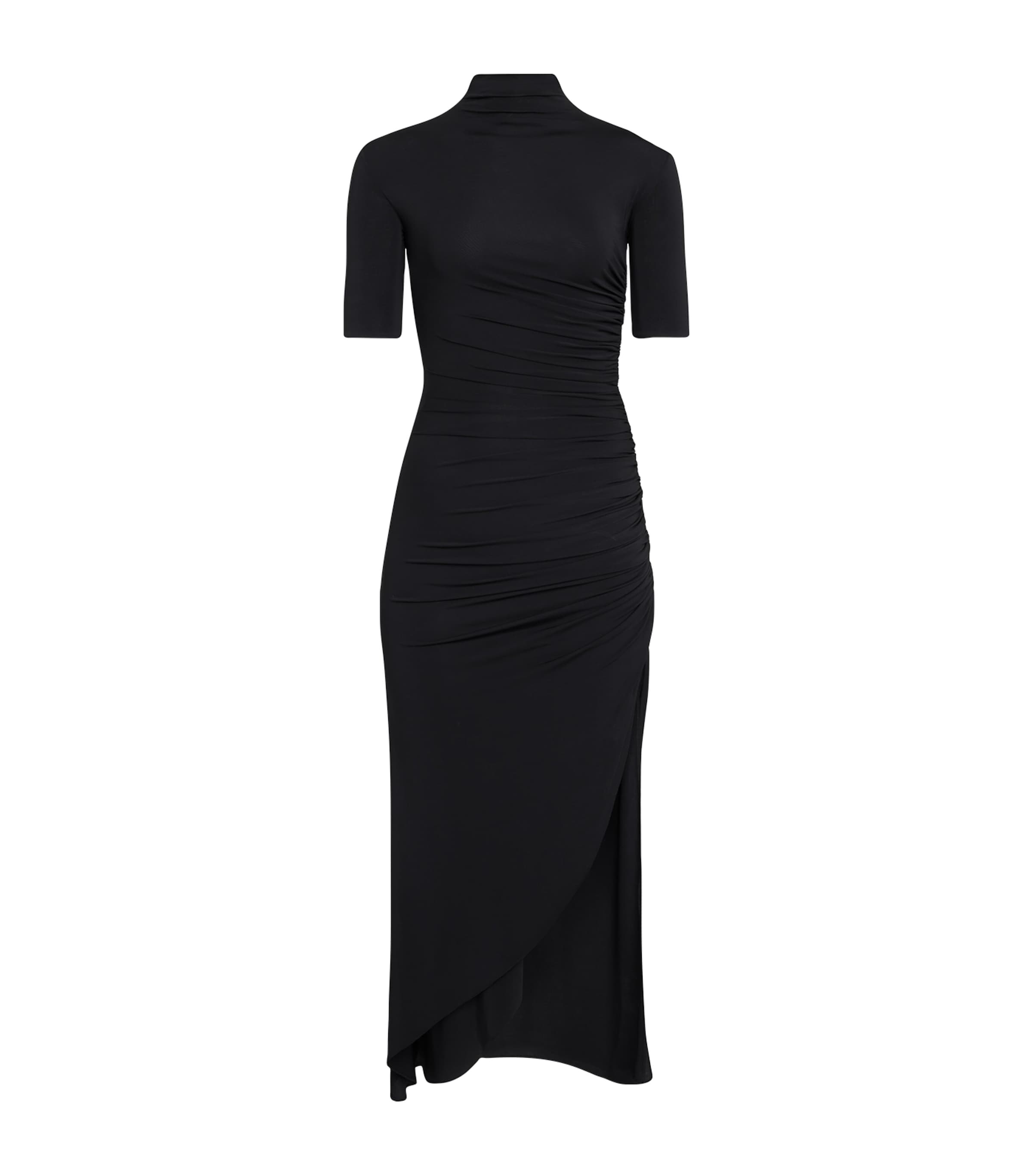 Alaïa Womens Ruched Midi Dress Noir Alaia Image 1