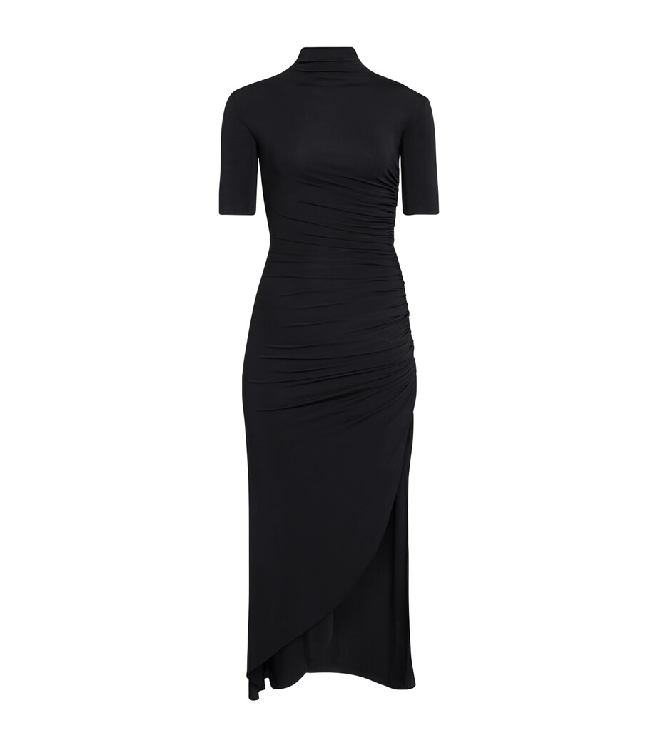 Alaïa Womens Ruched Midi Dress Noir Alaia Image 1