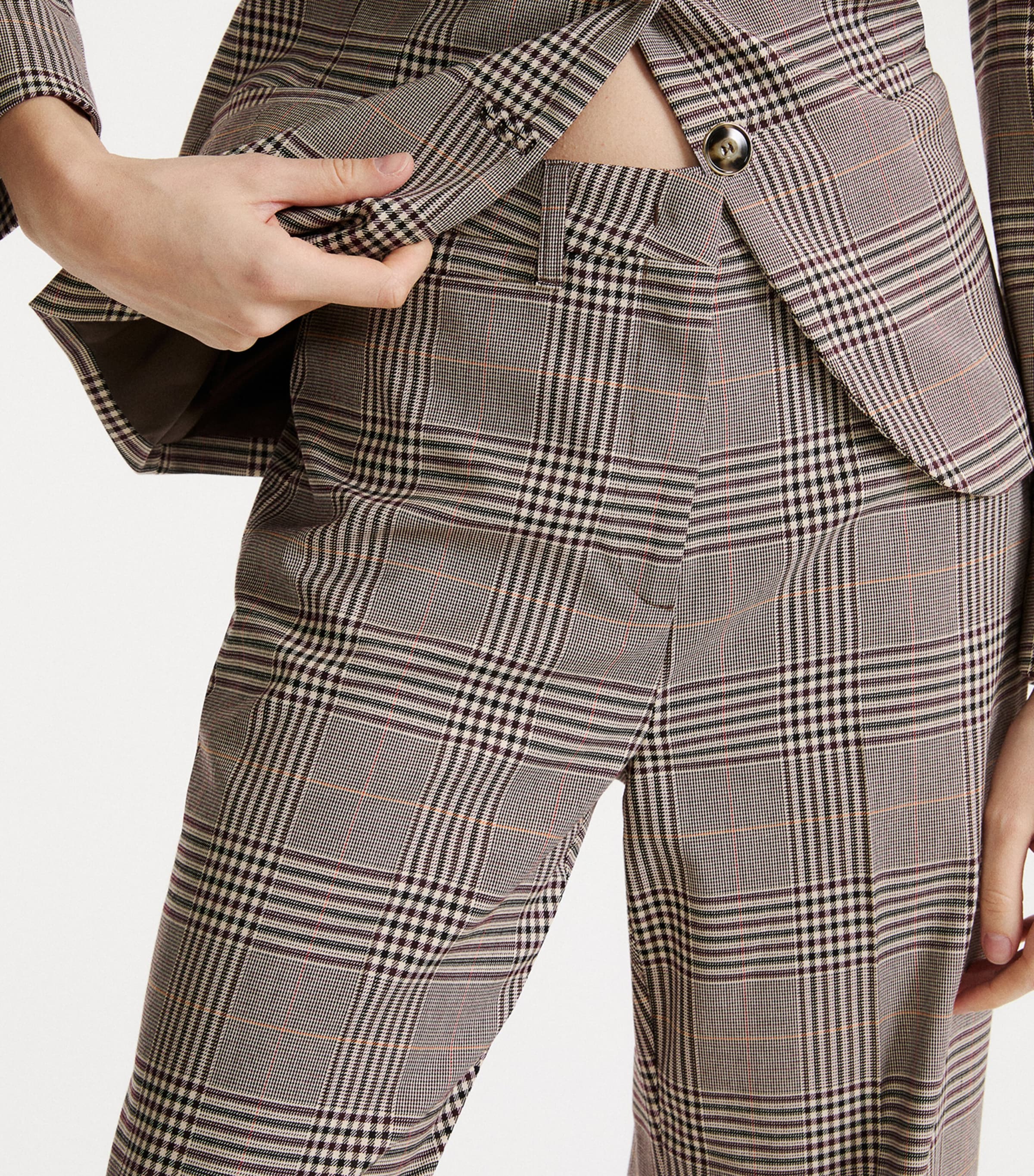 Marella Womens Check Relaxed Trousers Chocolate Image 5
