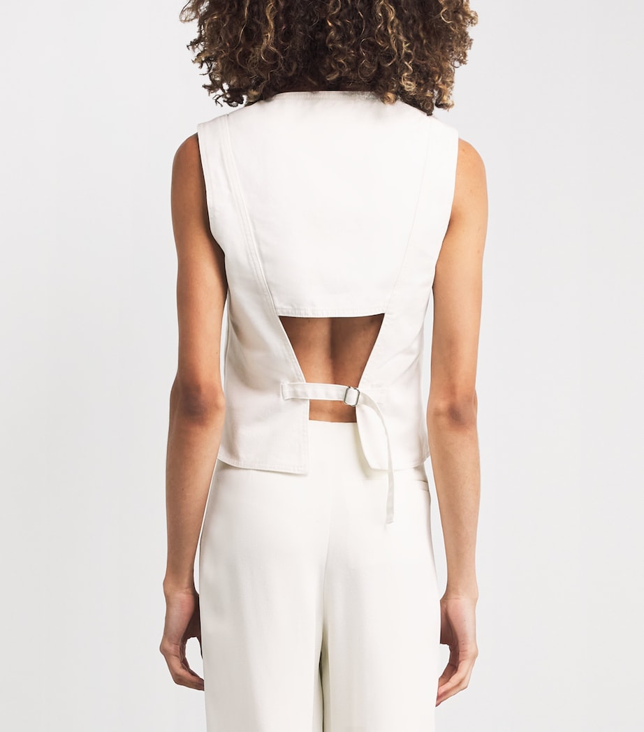 Denim V-Neck Waistcoat 8845 WASHED WHITE Image 4