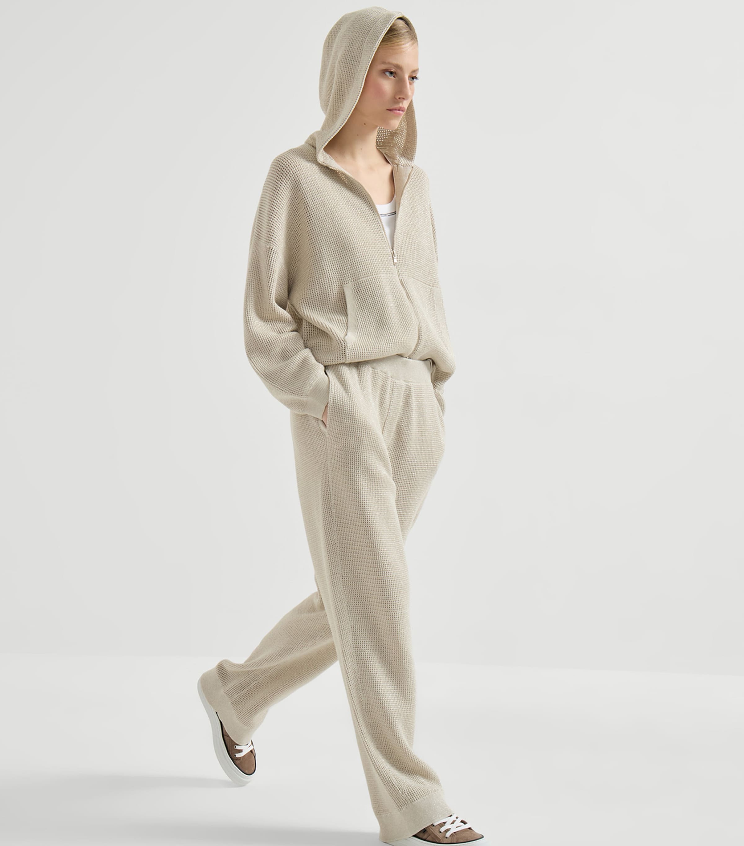 Brunello Cucinelli Womens Cotton-Blend Knitted Trousers Image 4