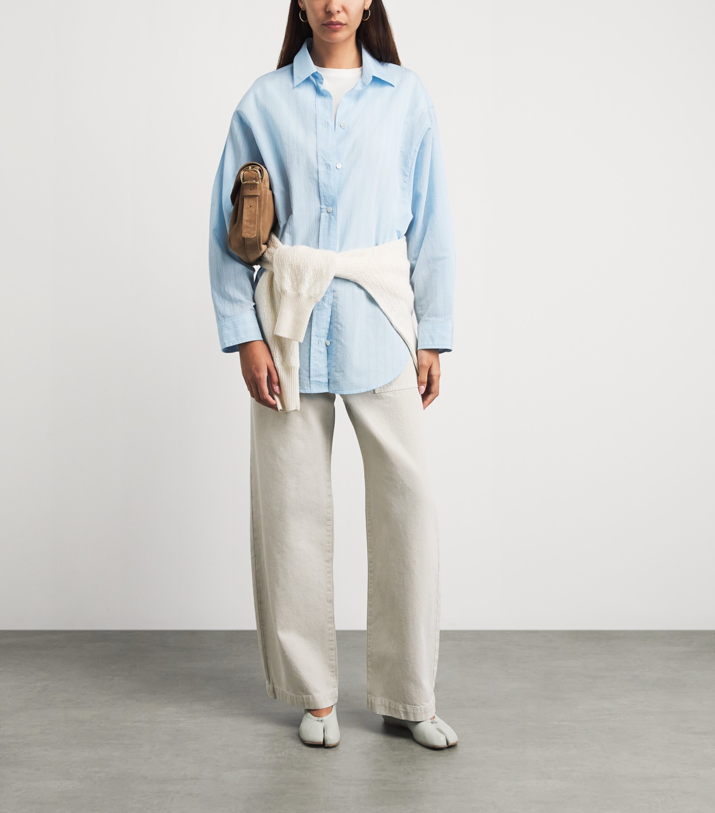 FRAME Womens The Bow Cargo Trousers Flax Image 2