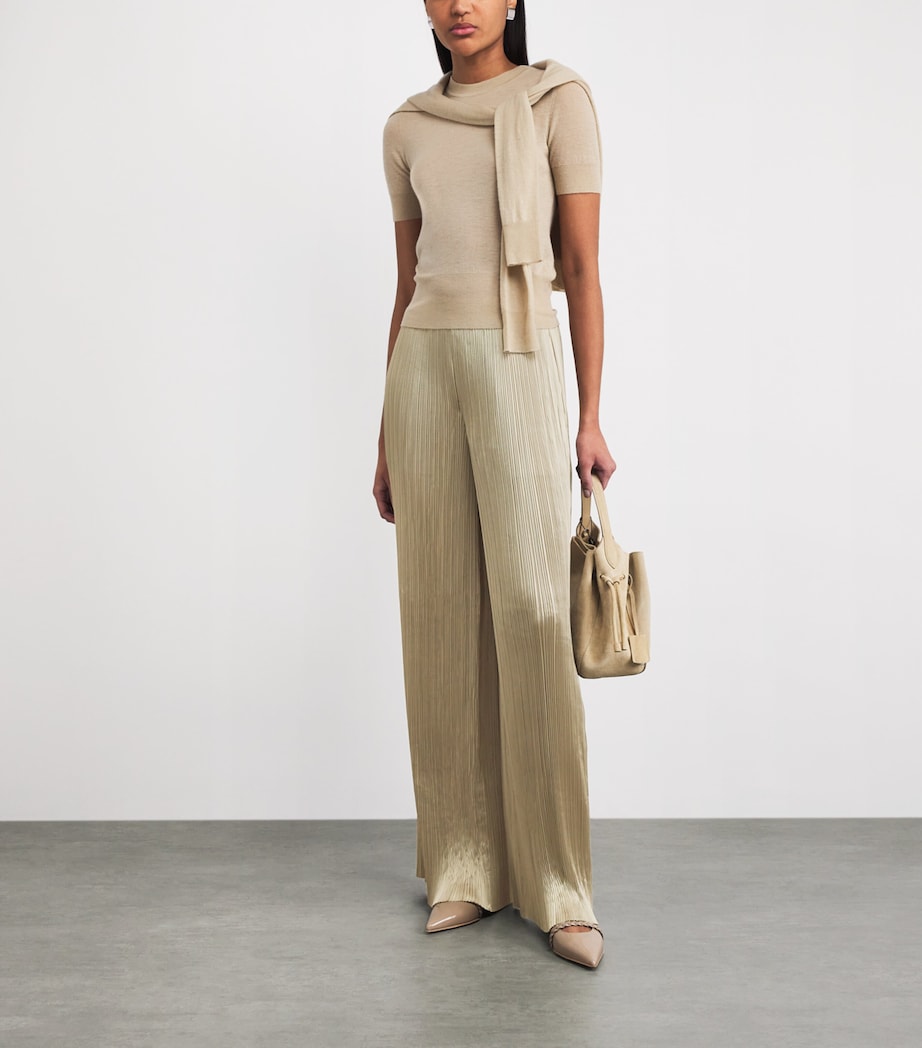Joseph Womens Satin Amber Wide-Leg Trousers Powder Image 2