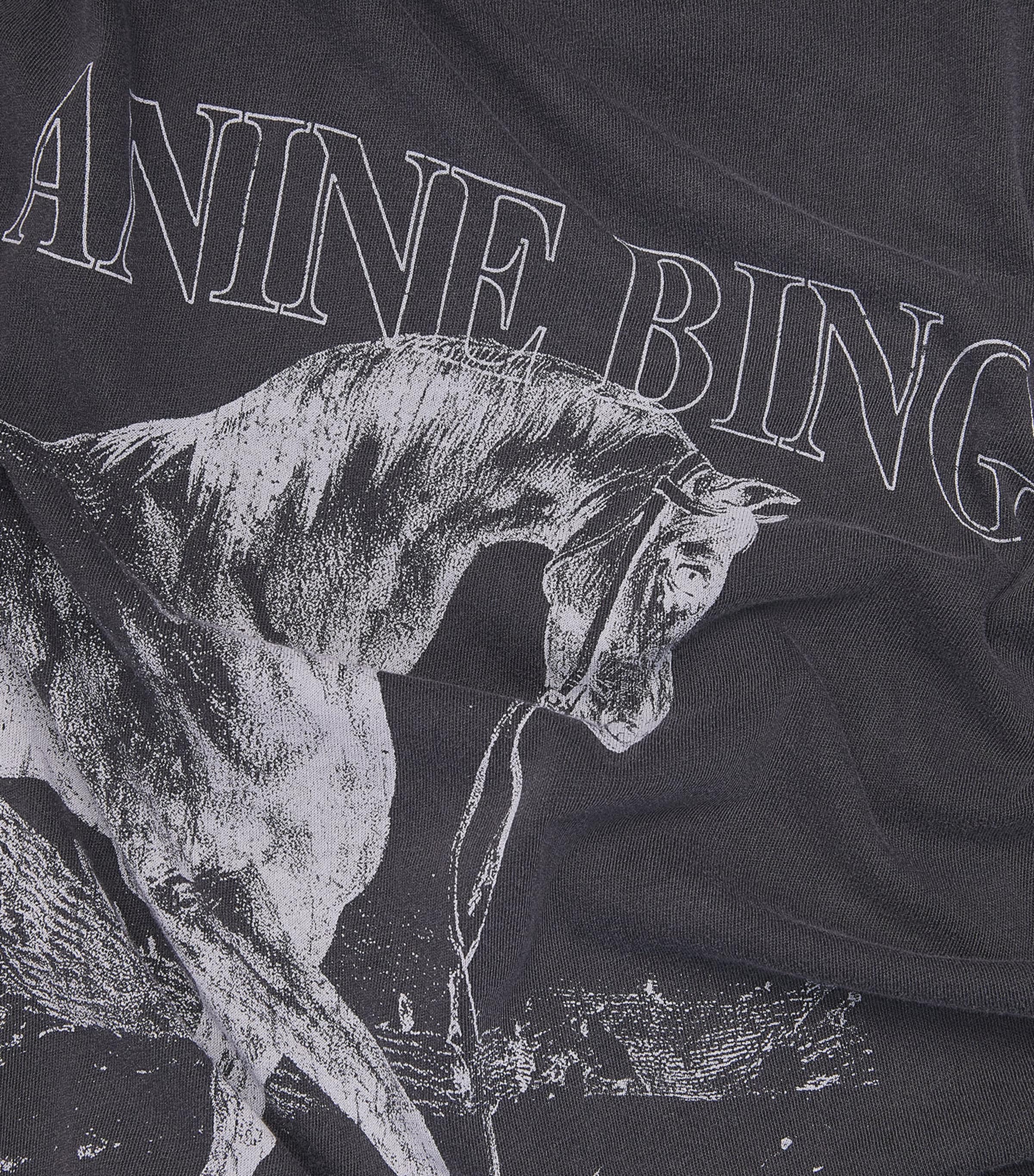 ANINE BING Womens Cotton Lili Graphic T-Shirt Washed Black Image 6