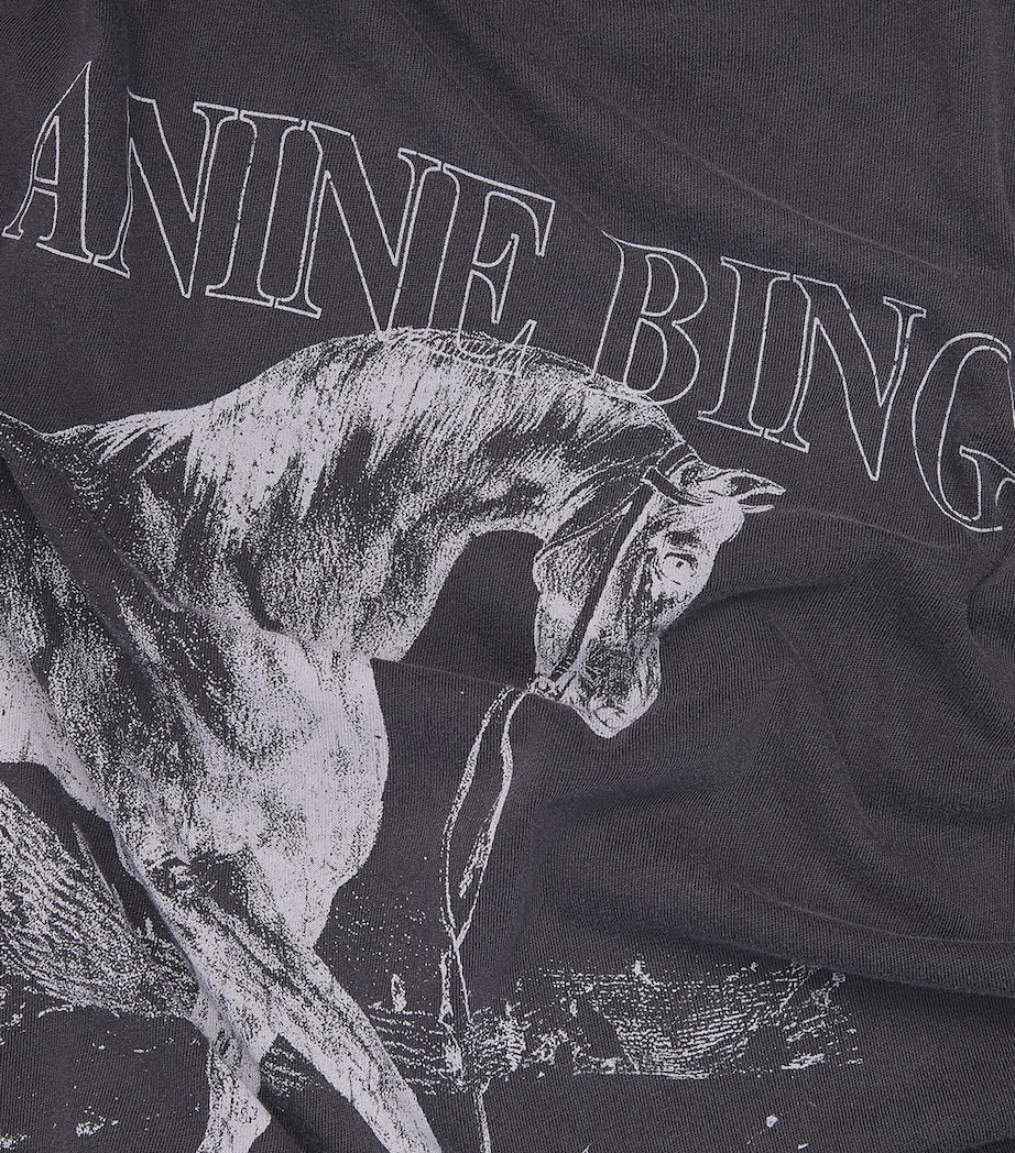 ANINE BING Womens Cotton Lili Graphic T-Shirt Washed Black Image 6
