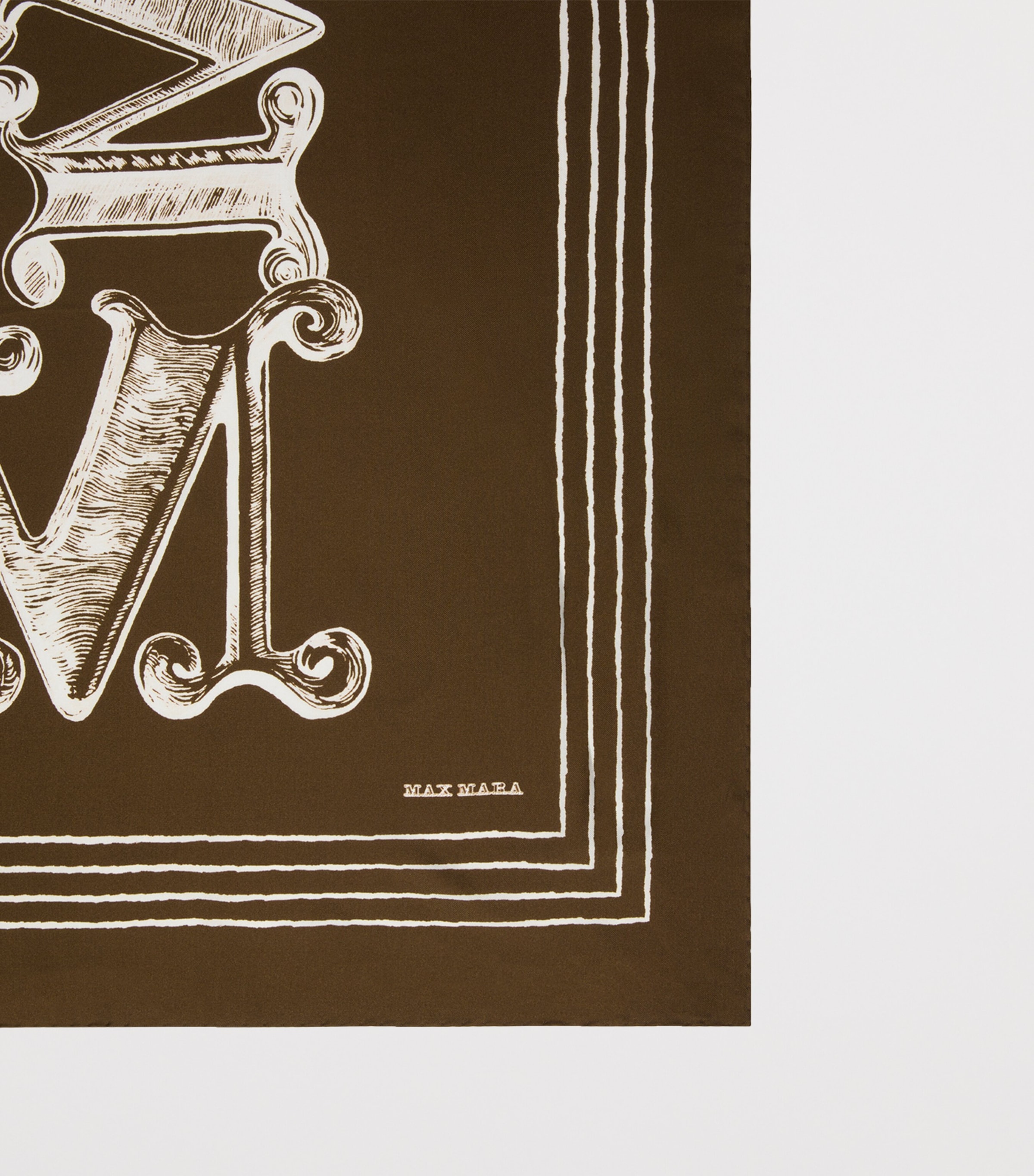 Max Mara Silk Logo Scarf Dark Brown Image 2