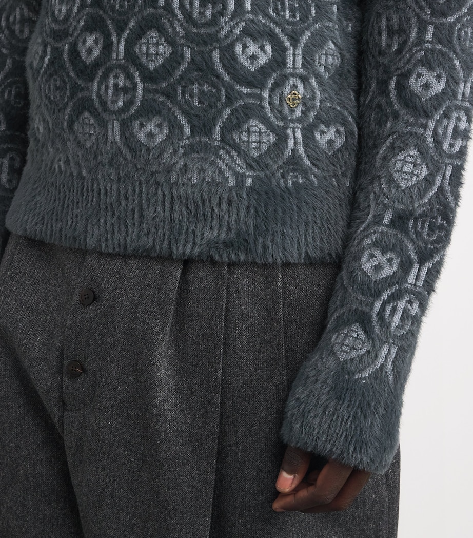Wool-Blend Fluffy Monogram Sweater GREY Image 6