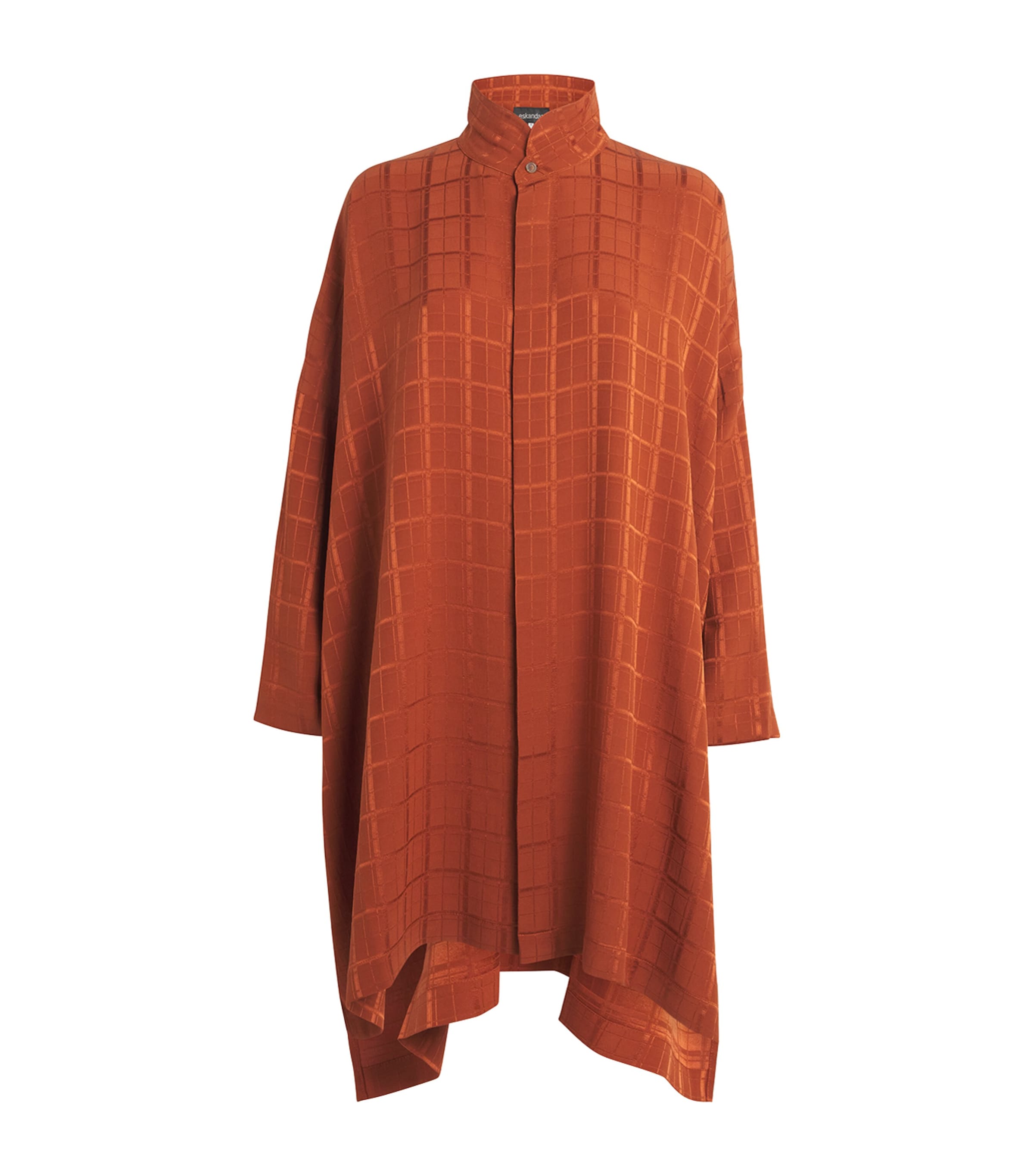 Eskandar Silk Long-back Shirt In Red