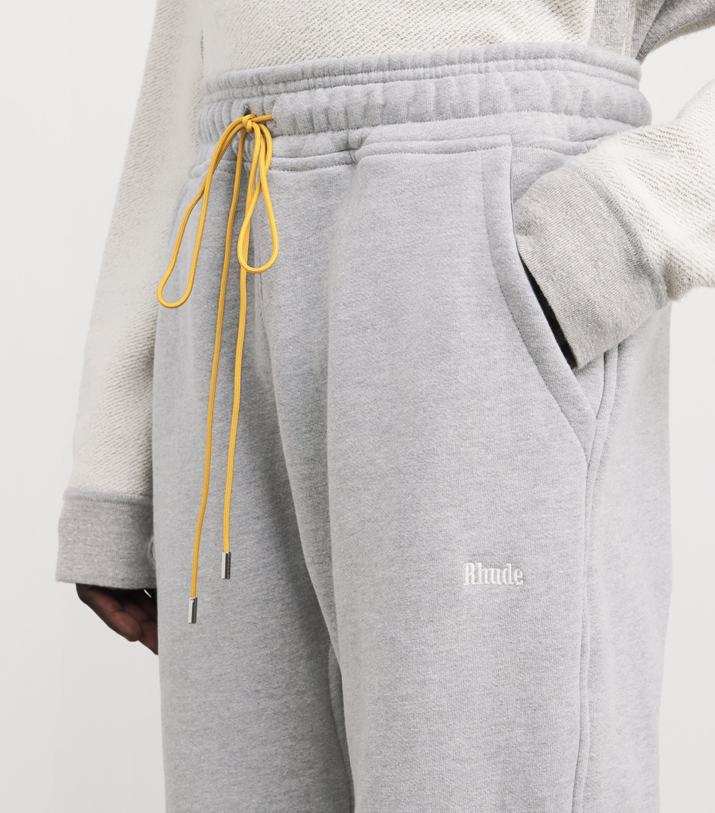 Rhude Mens Cotton Classique Sweatpants Heather Gray Image 6