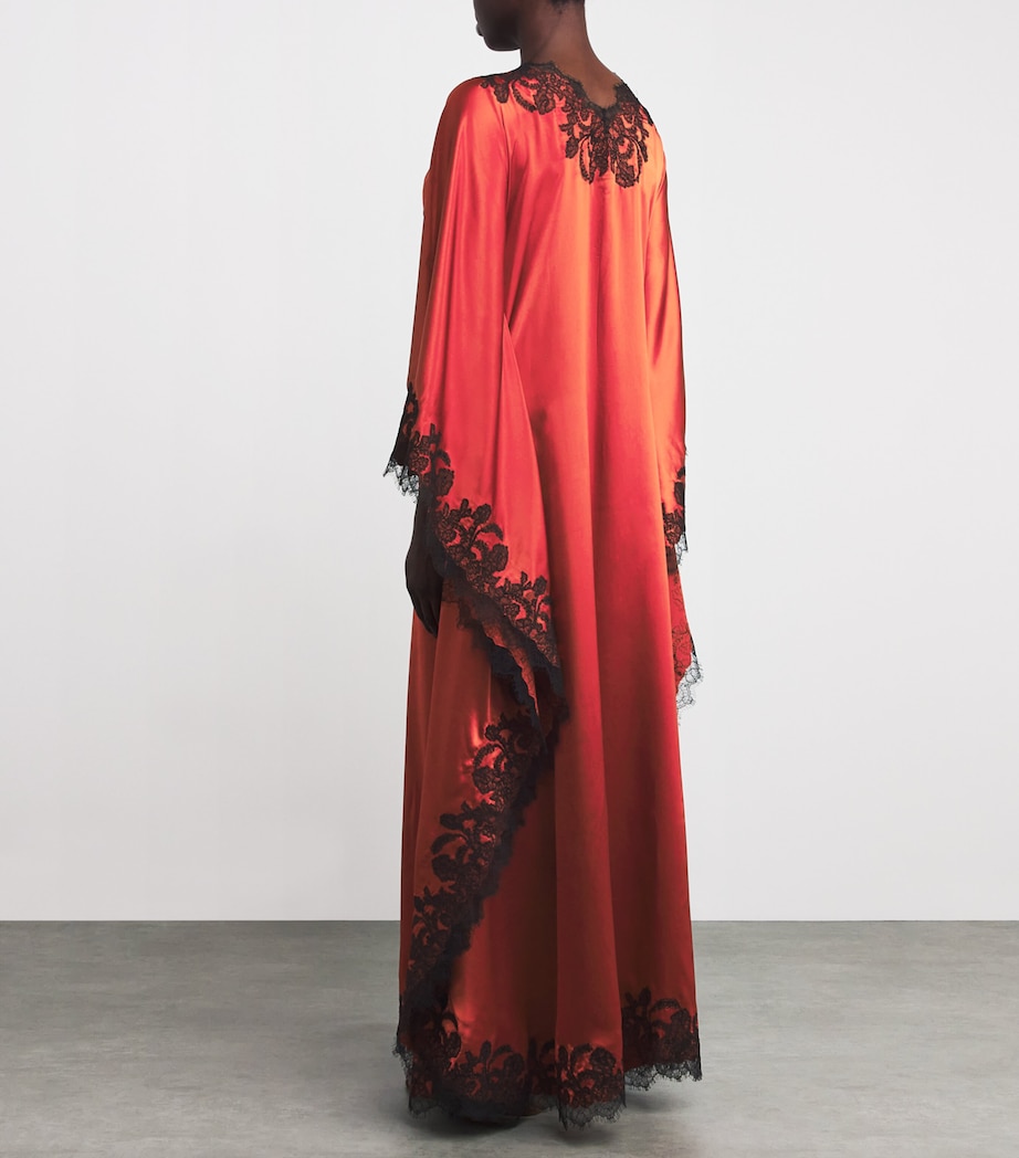 Silk Lace Tokoni Kaftan Nightdress SPICE/BLACK Image 3