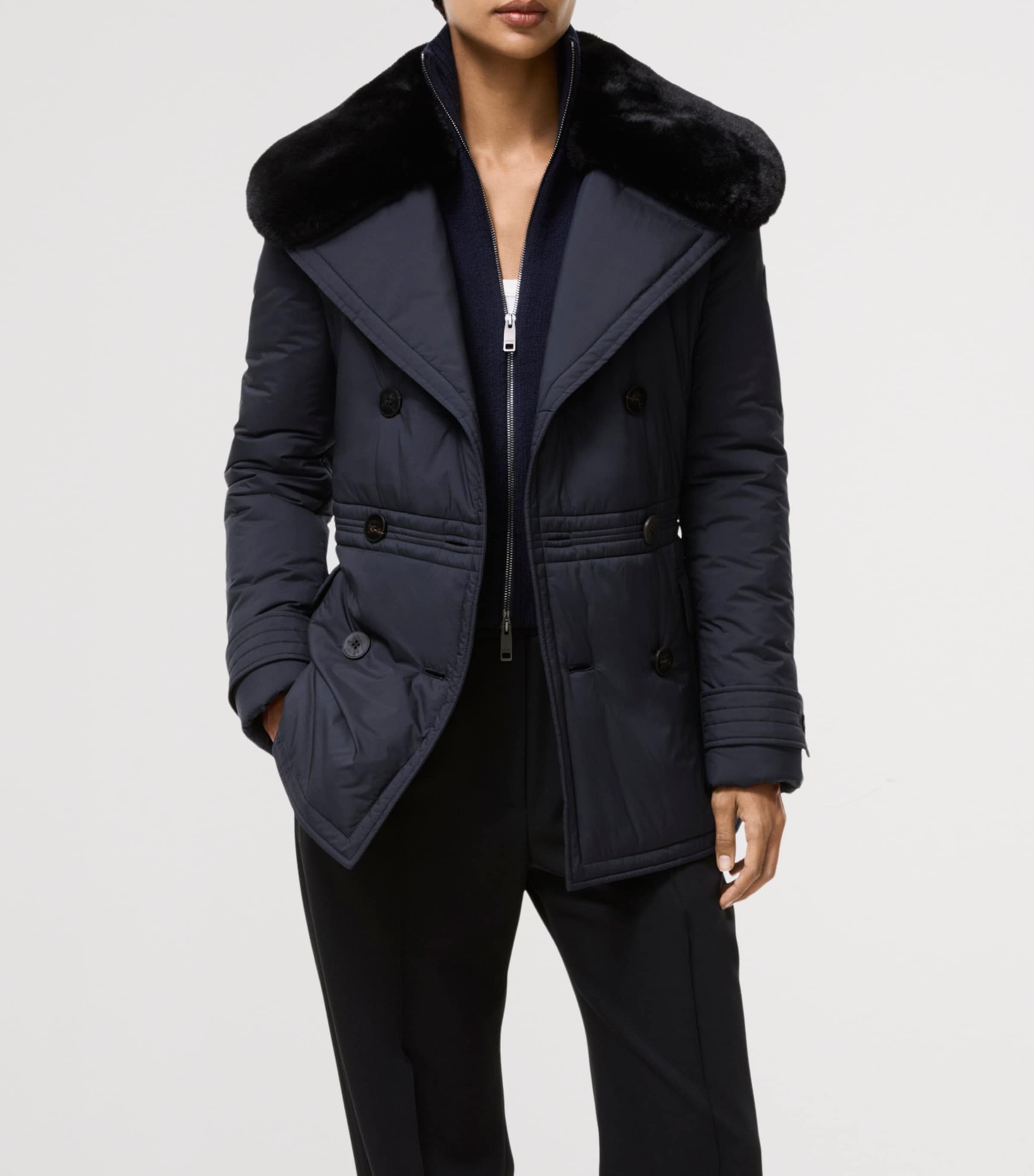 Burberry Womens Padded Hertford Trench Jacket Navy Image 4