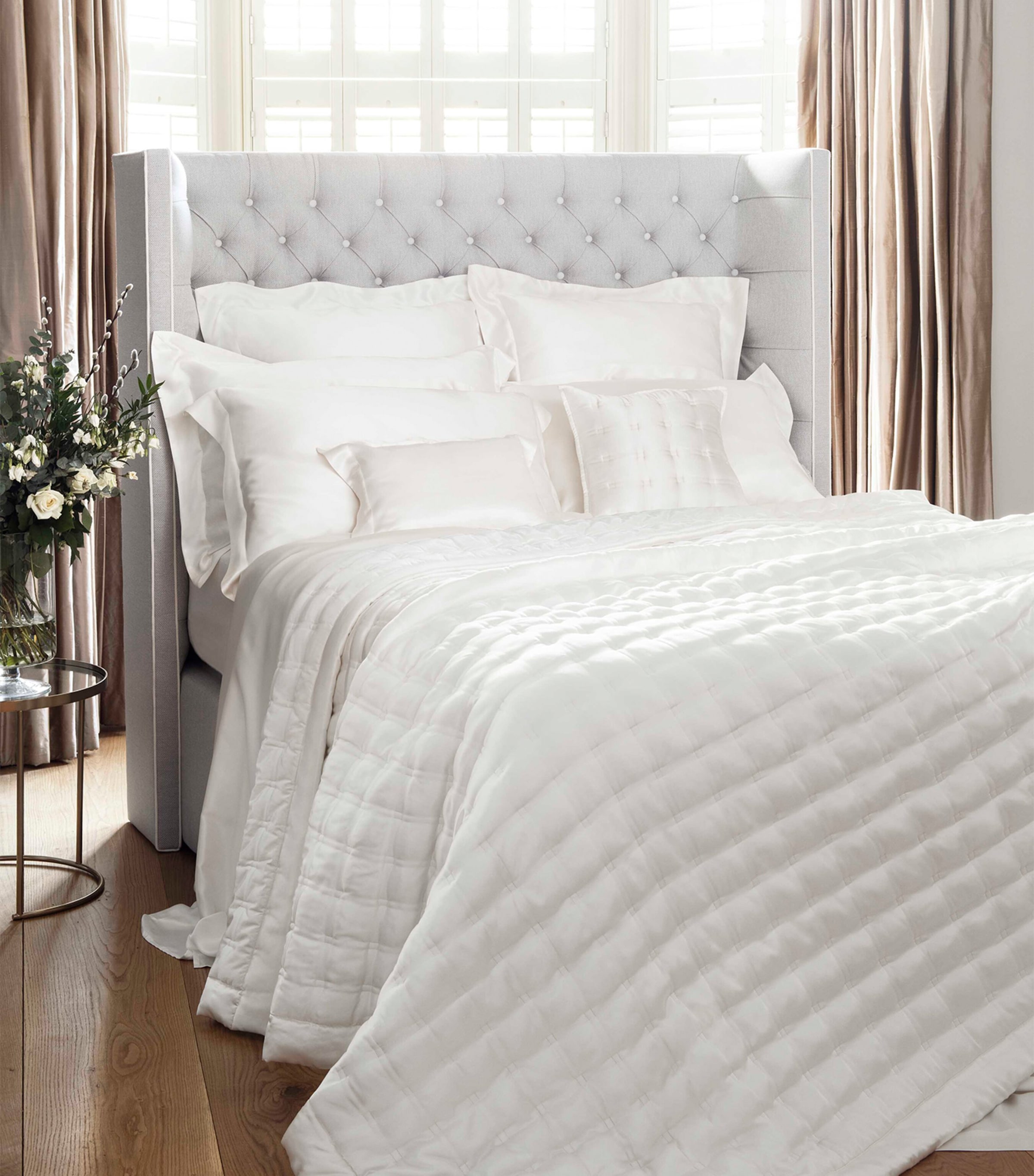 Silk Super King Windsor Bedspread (270cm x 270cm) IVORY Image 2