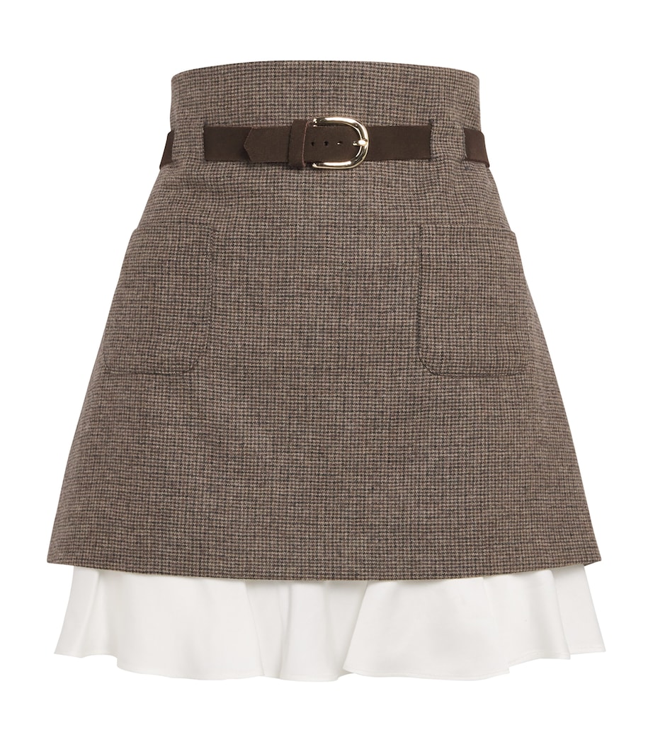 Wool-Blend Belted Mini Skirt BROWN Image 1