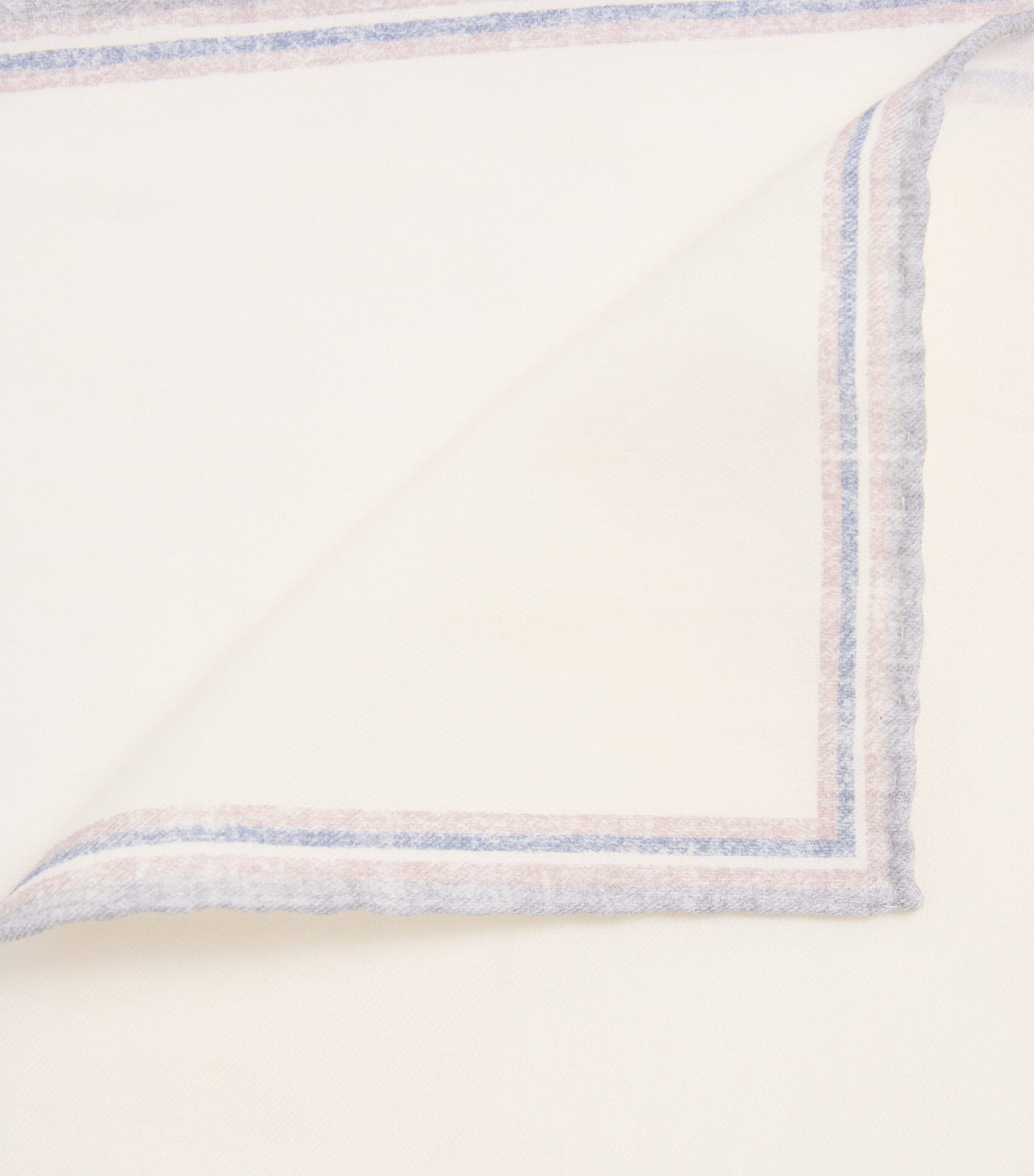 Eleventy Wool-Cotton Stripe Pocket Square Avorio E Grigio Image 3