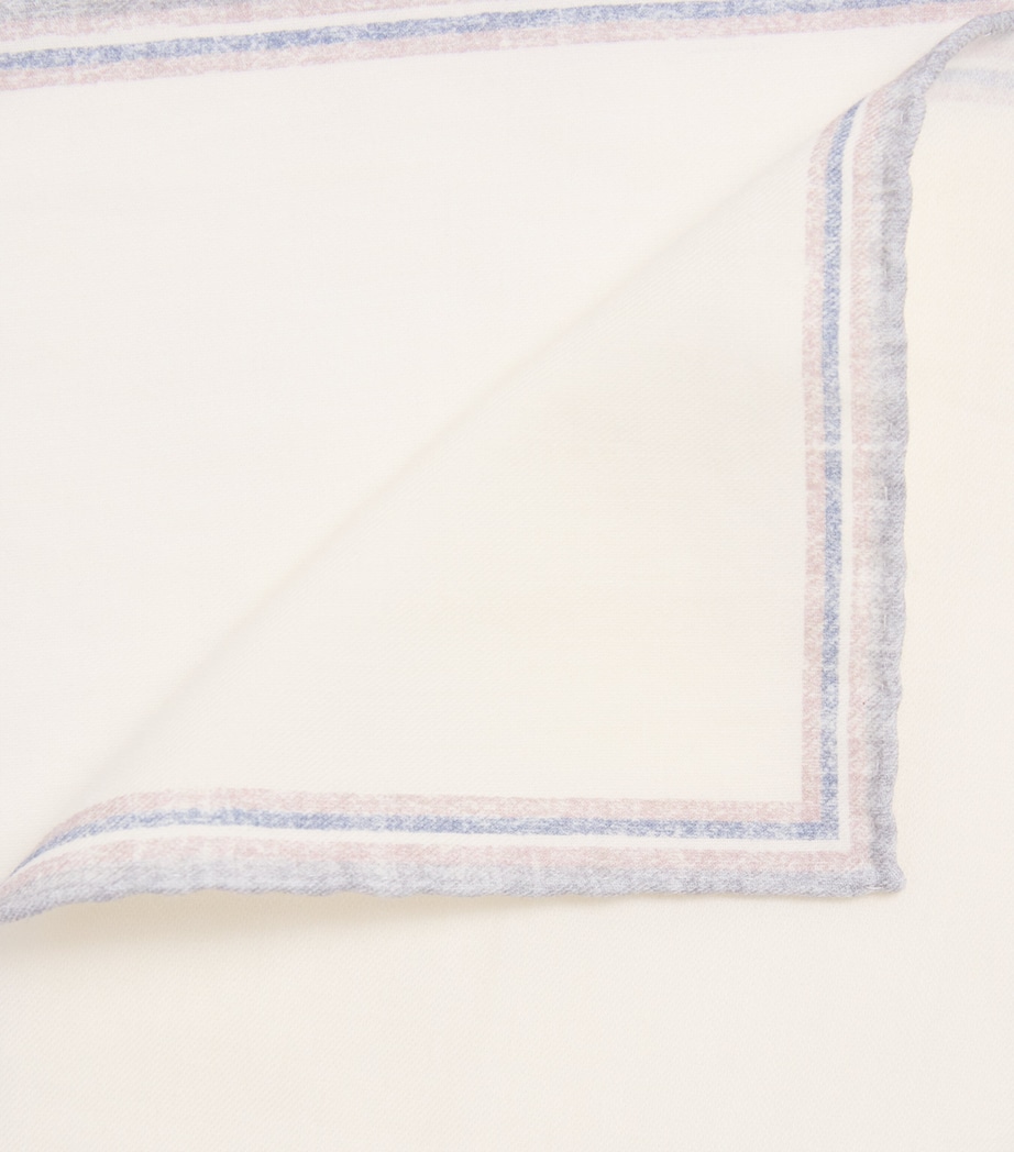 Eleventy Wool-Cotton Stripe Pocket Square Avorio E Grigio Image 3