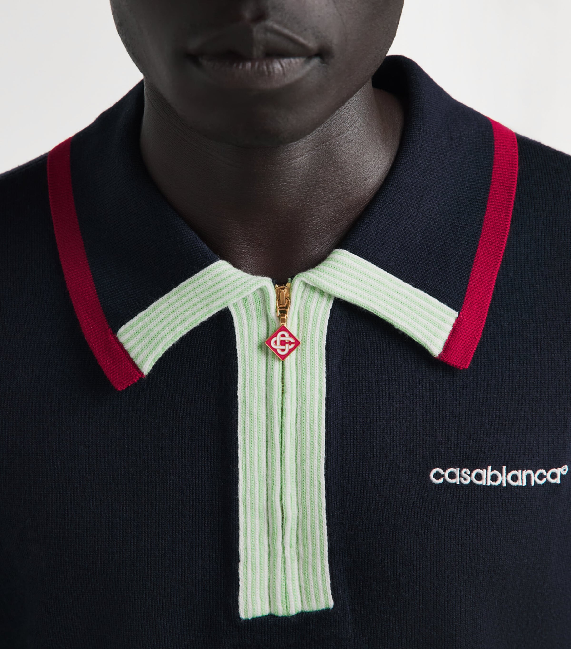 Casablanca Mens Merino Polo Sweater Navy Image 3