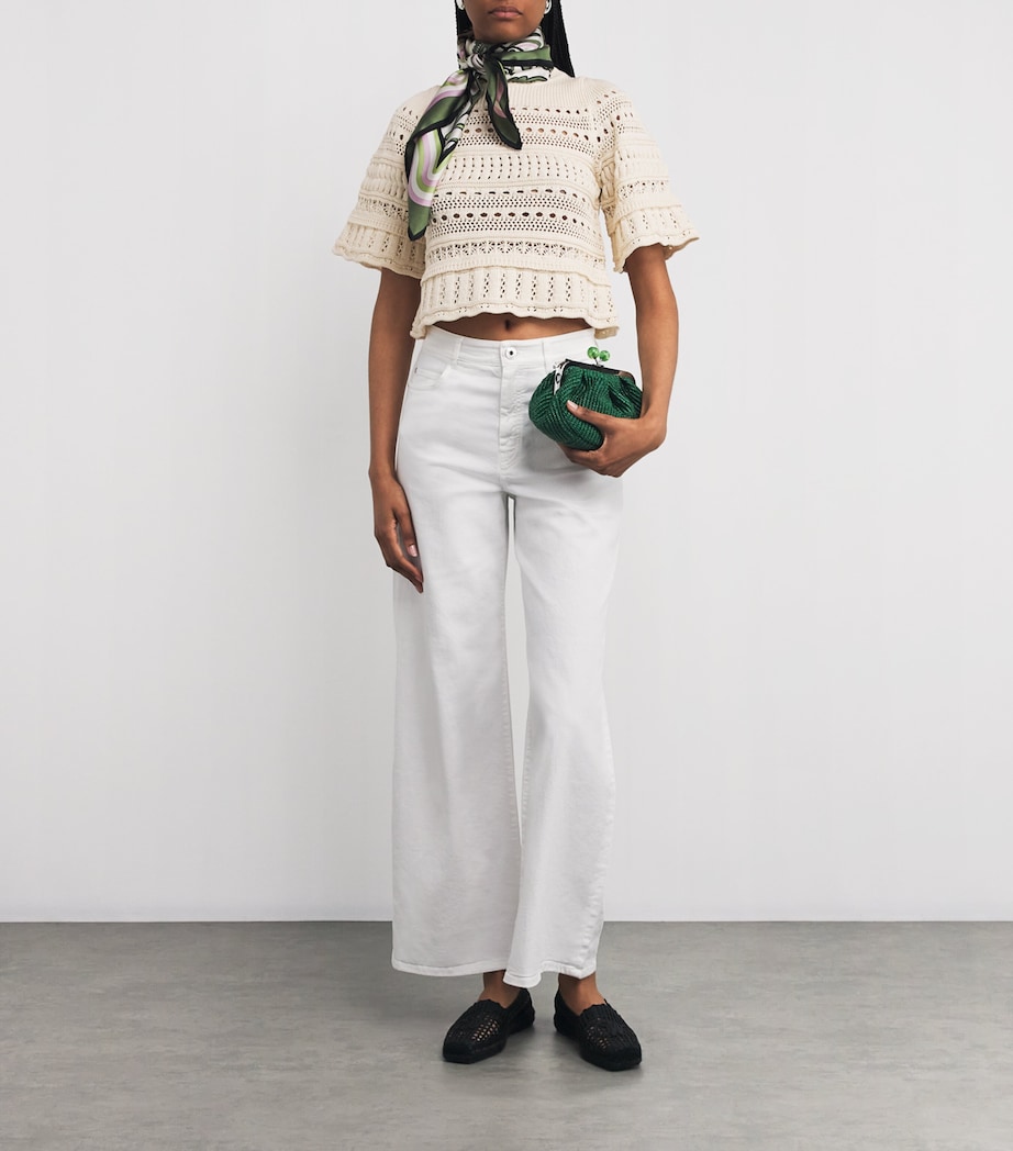 Weekend Max Mara Womens Cotton Crochet Crop Top White Image 2