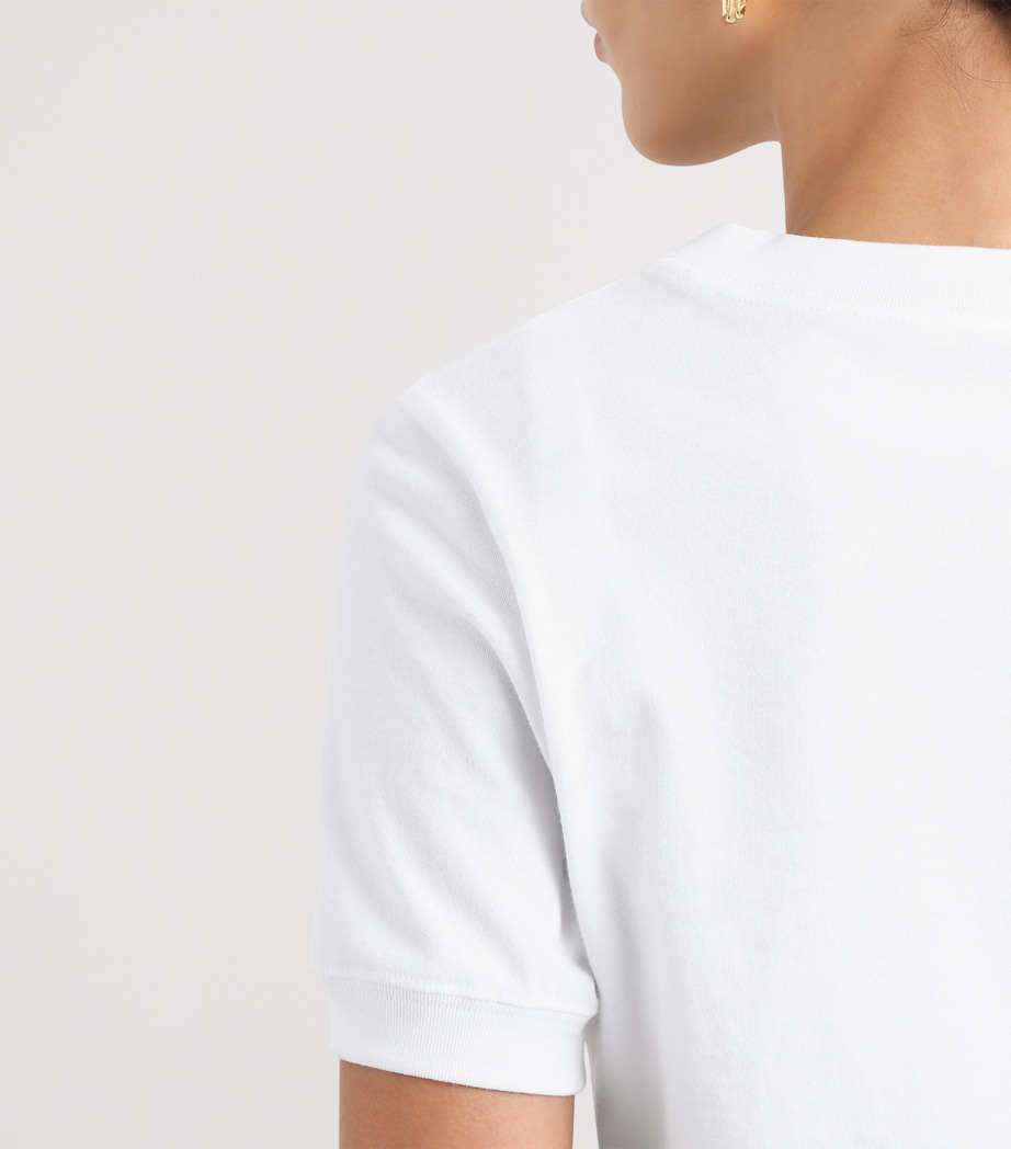 Dolce&Gabbana Womens Cotton Logo-Appliqué T-Shirt Optical White Image 4