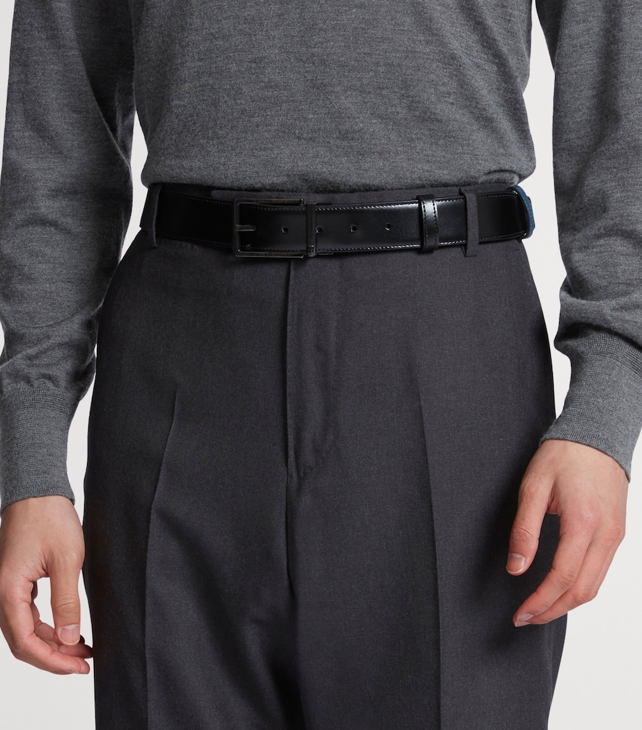 Leather Reversible Rounded Roller Buckle Belt 001BLACK Image 4