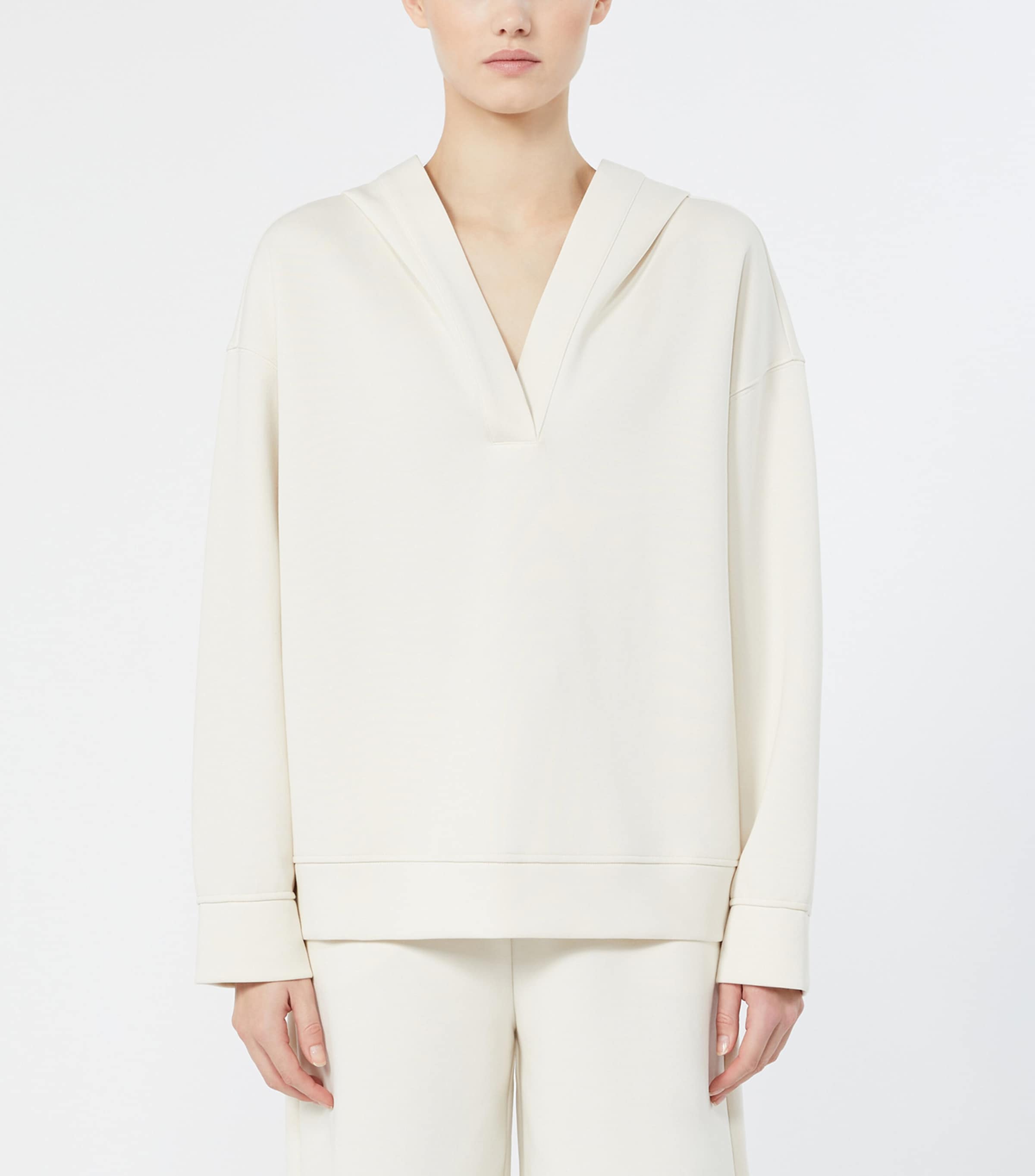 Max Mara Womens Hooded V-Neck Sweatshirt Natural Image 3