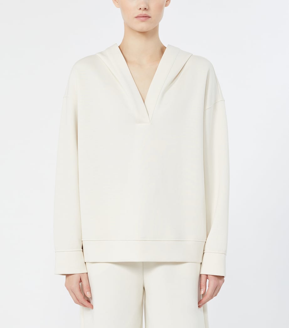 Max Mara Womens Hooded V-Neck Sweatshirt Natural Image 3