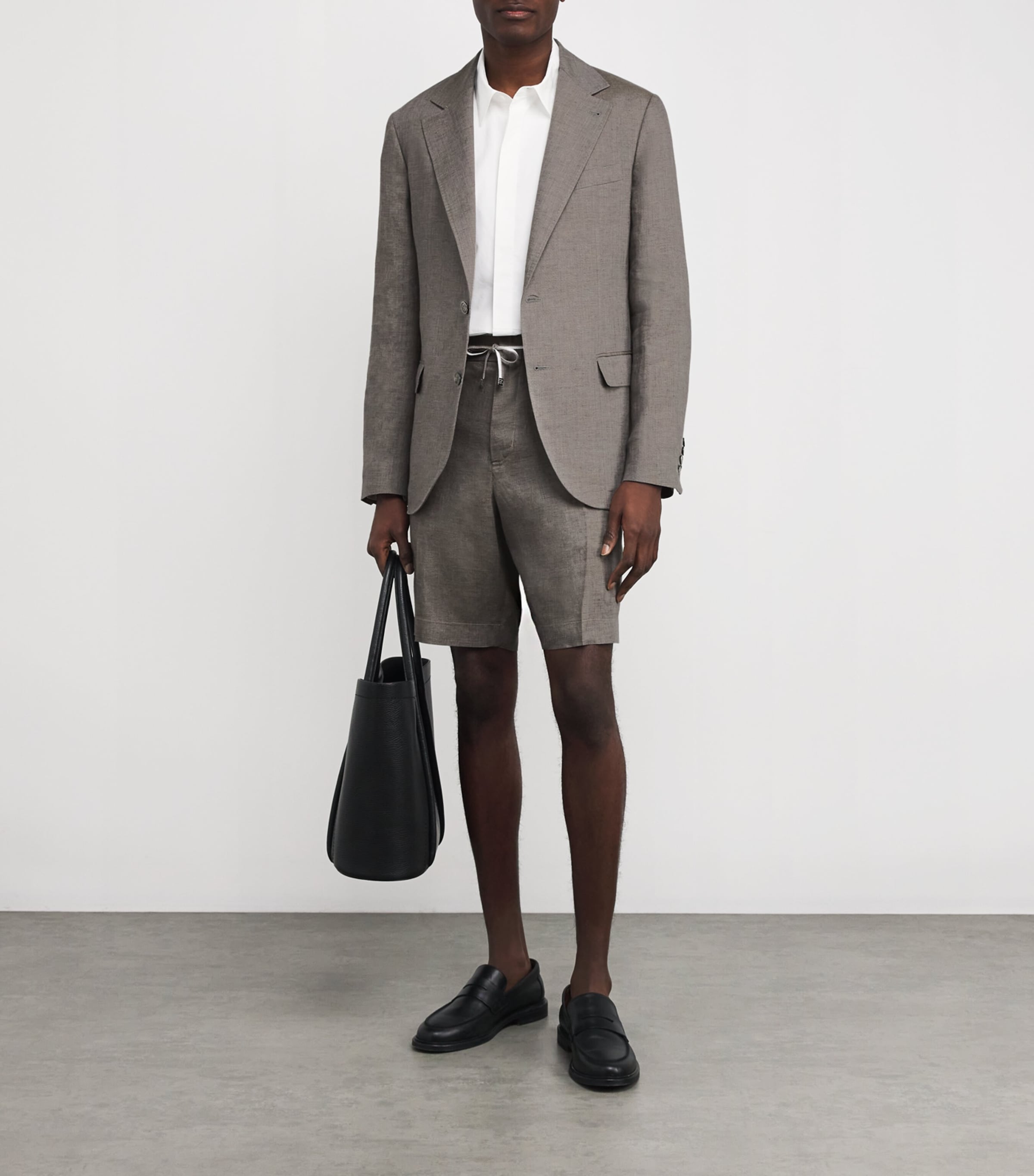 Linen Drawstring Shorts SMOKE GREY Image 2