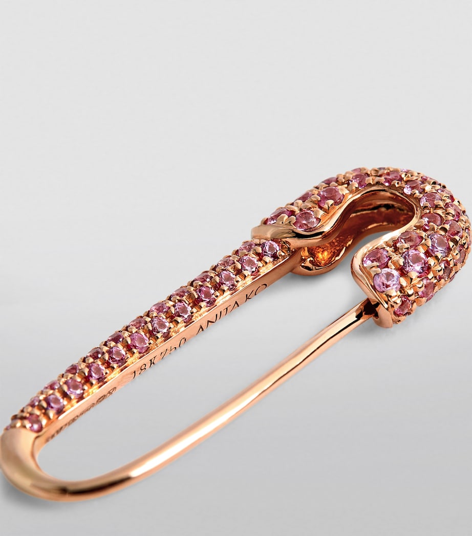 Rose Gold and Sapphire Safety Pin Single Left Earring ROSE GOLD Image 6