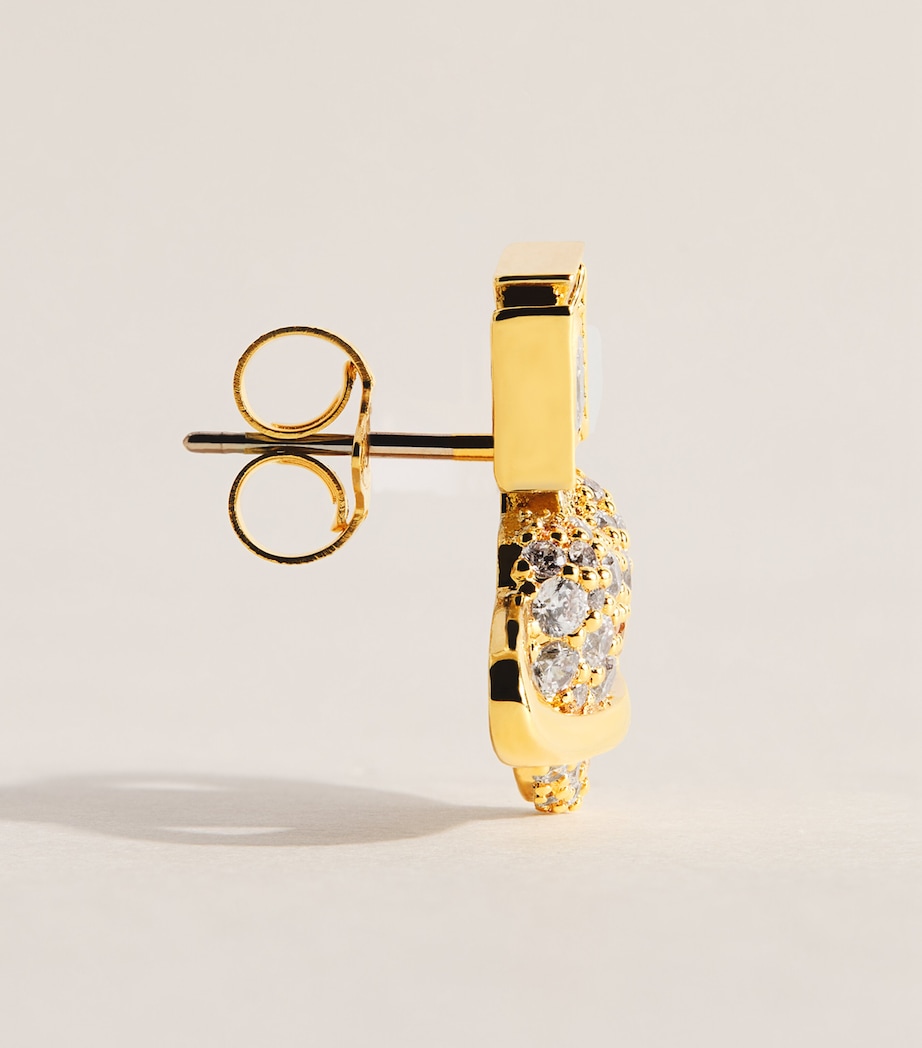 Vivienne Westwood Embellished Agnatha Earrings Gold / White Cz Image 3