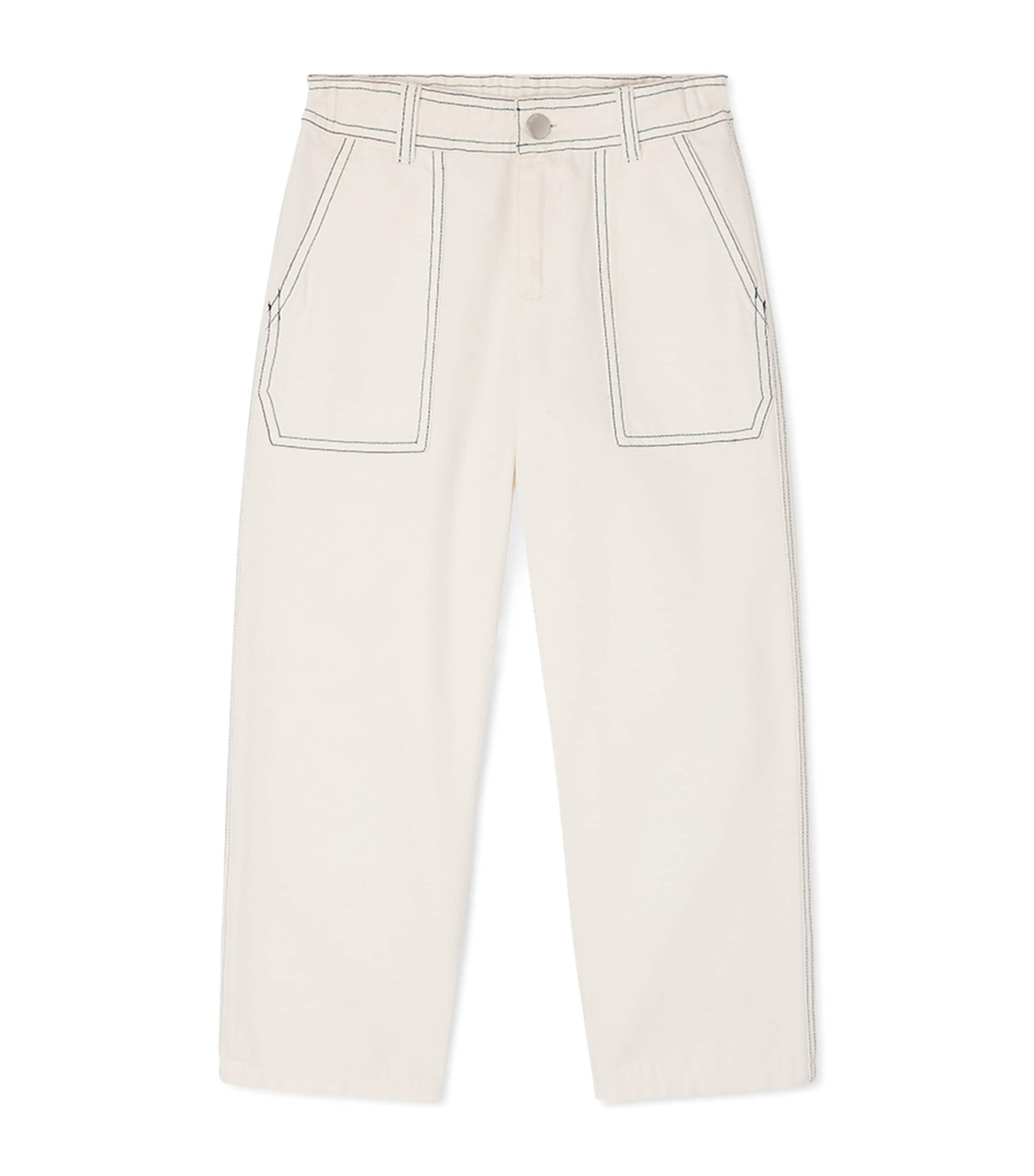 Bonpoint Stretch-Cotton Eldor Trousers (4-8 Years) Ecru Image 1