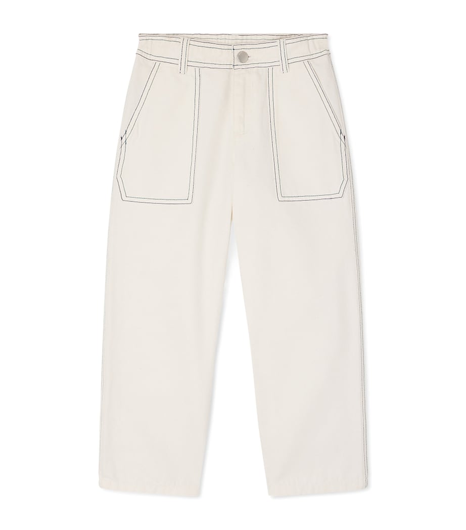 Bonpoint Stretch-Cotton Eldor Trousers (4-8 Years) Ecru Image 1