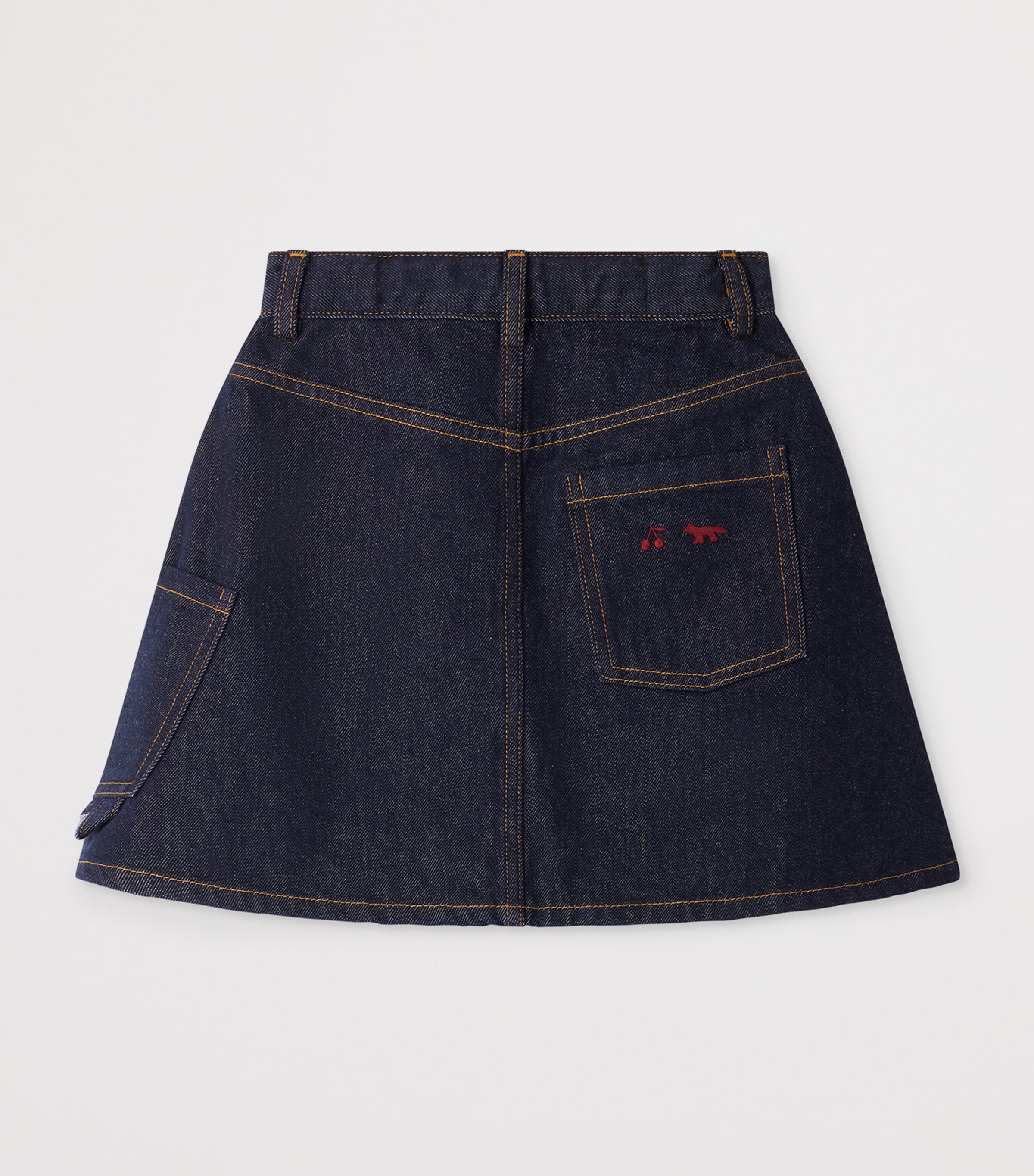 Bonpoint x Maison Kitsuné Denim Embroidered Mini Skirt (14 Years) Jean Fonce Image 2