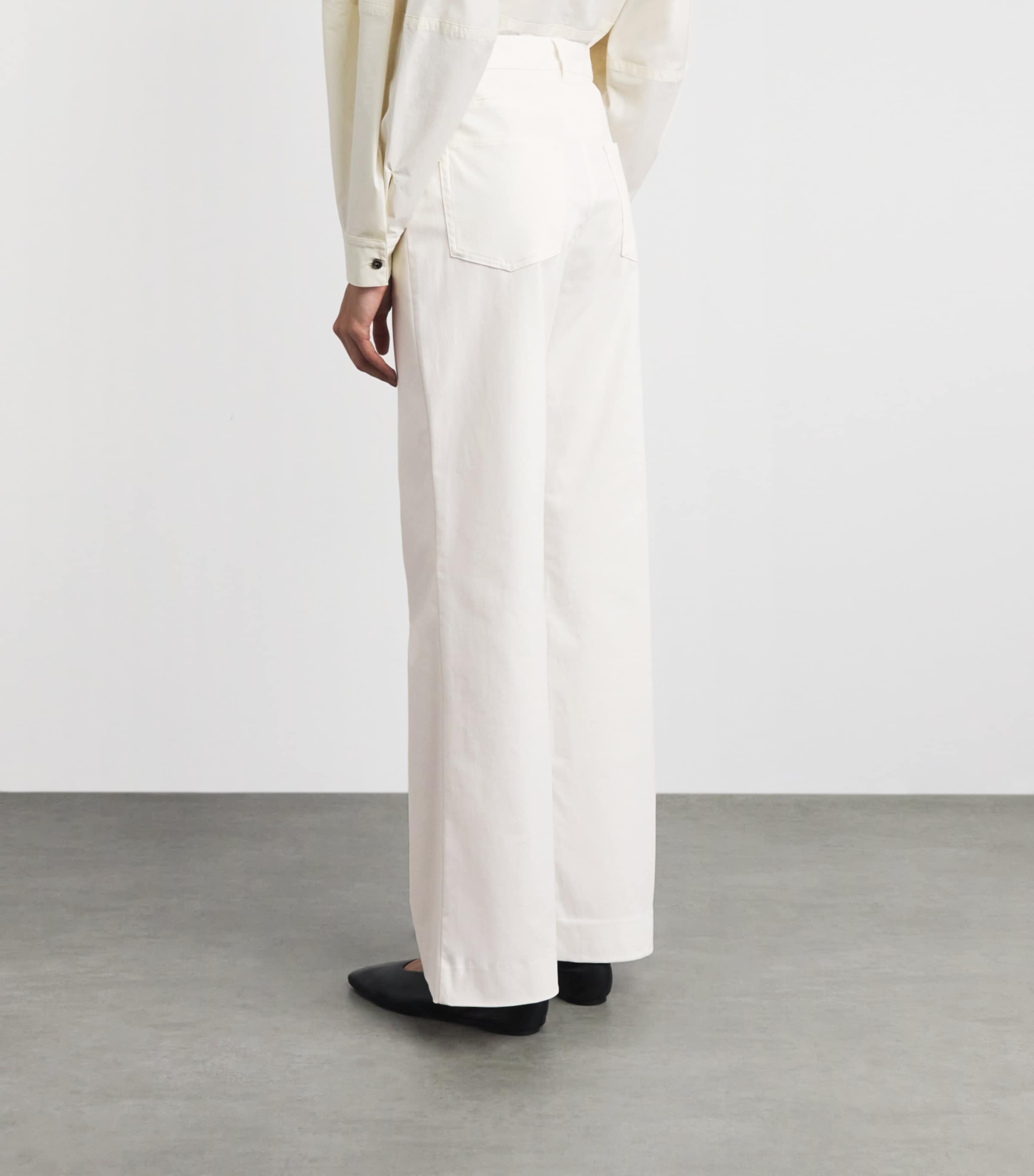 RETORI Womens Stretch-Cotton Gabardine Straight Trousers White Image 5