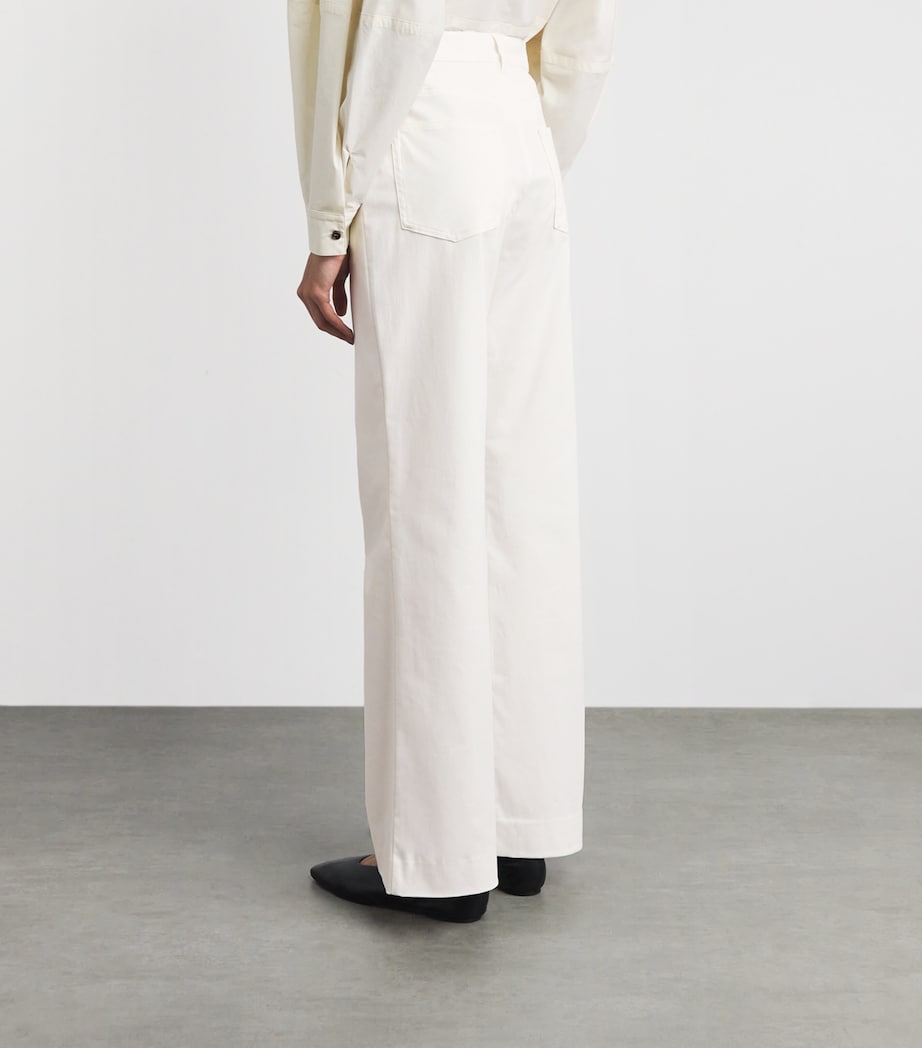 RETORI Womens Stretch-Cotton Gabardine Straight Trousers White Image 5