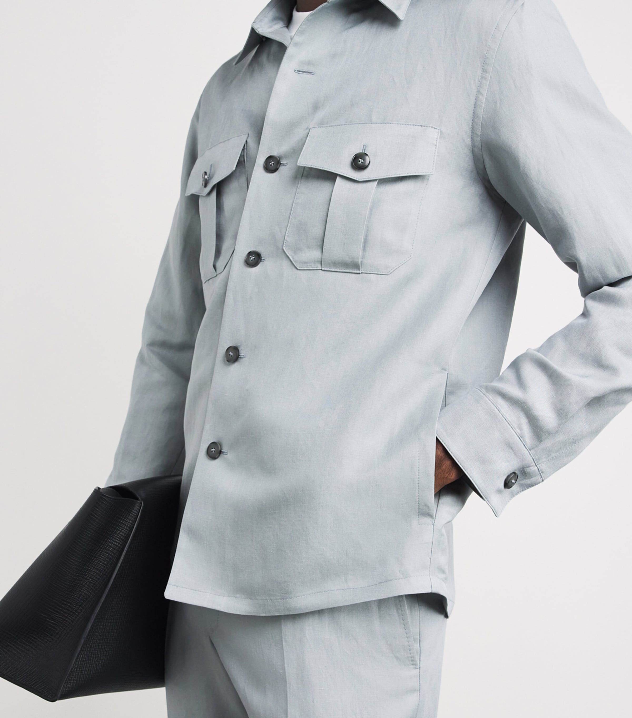 Canali Mens Linen-Silk Overshirt Image 3