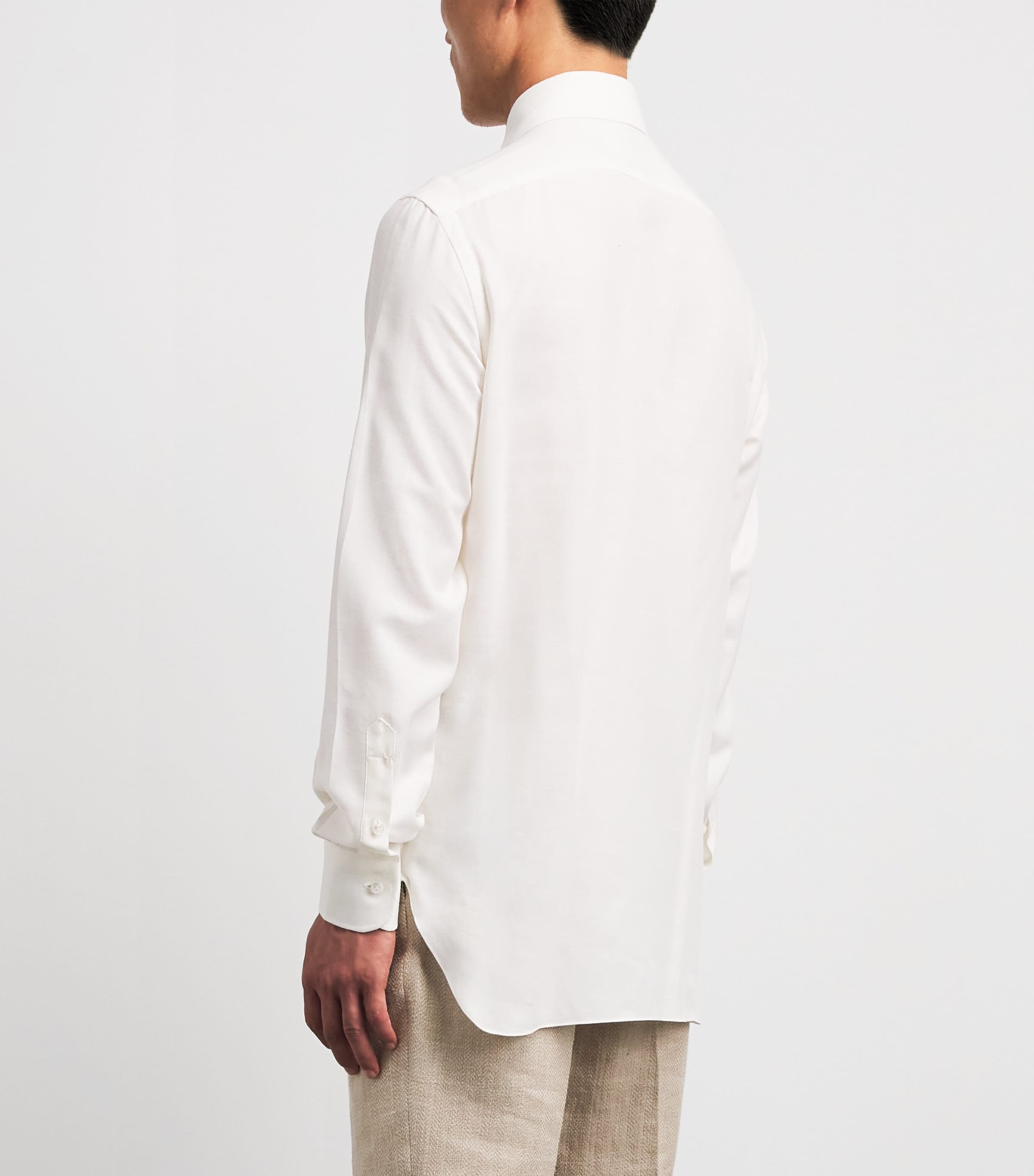 Barba Napoli Mens Cotton-Cashmere Shirt White Image 5