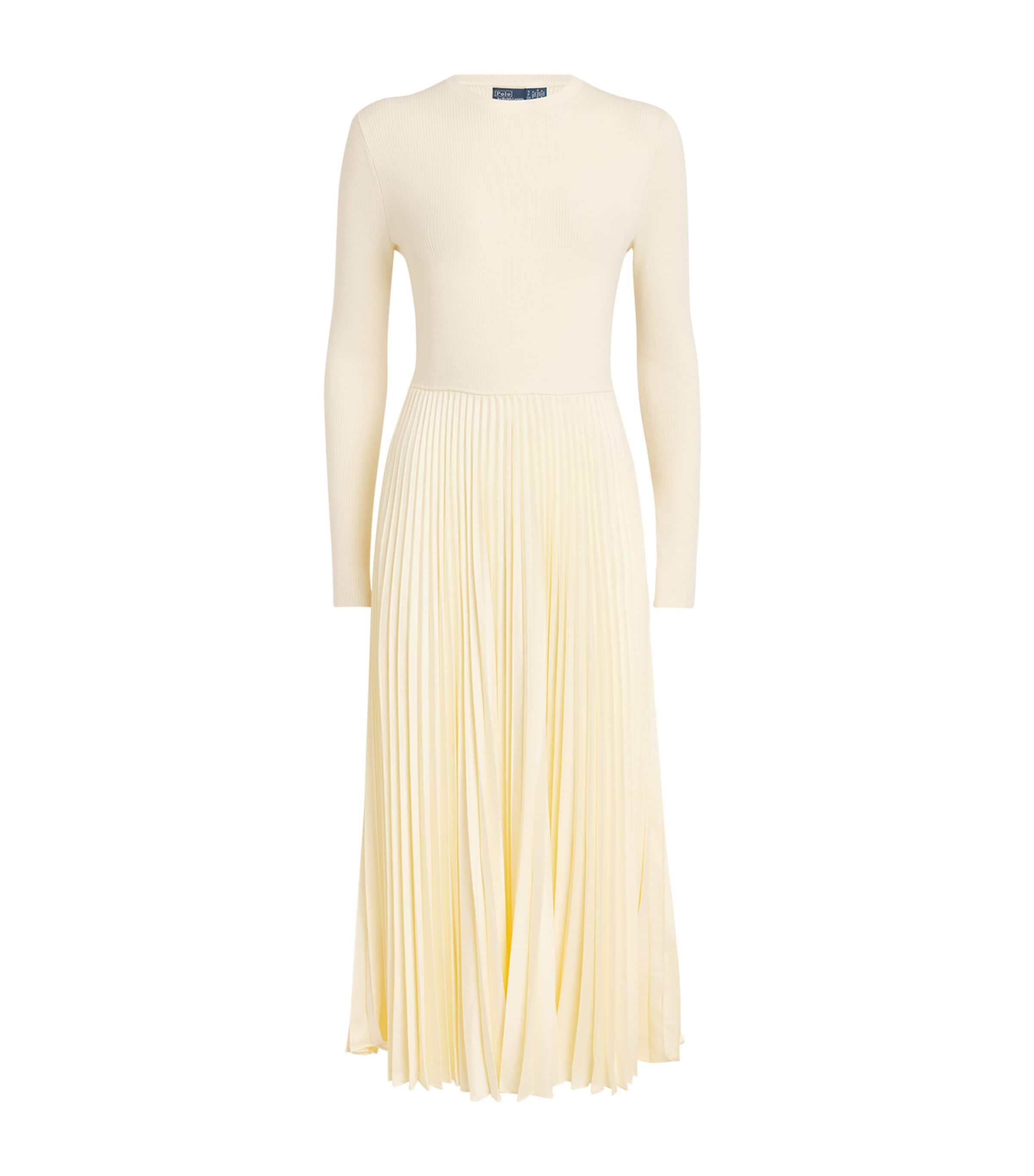 Polo Ralph Lauren Pleated Skirt Midi Dress In White