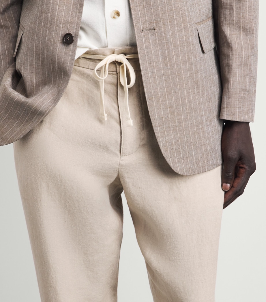 Vince Mens Linen Drawstring Straight Trousers Pumice Rock Image 3