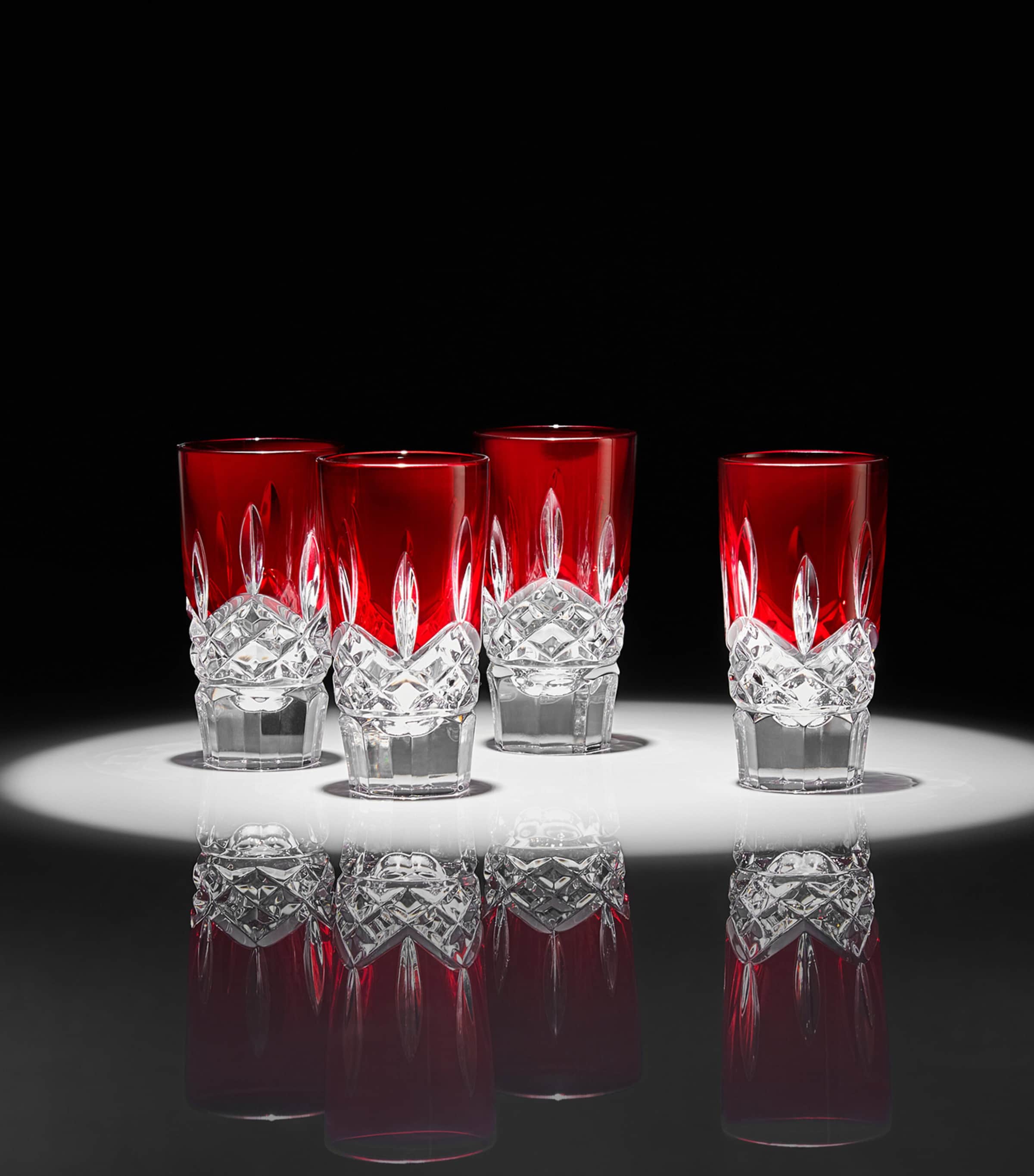 Set of 4 Crystal Lismore Shot Glasses (55ml) RED Image 2