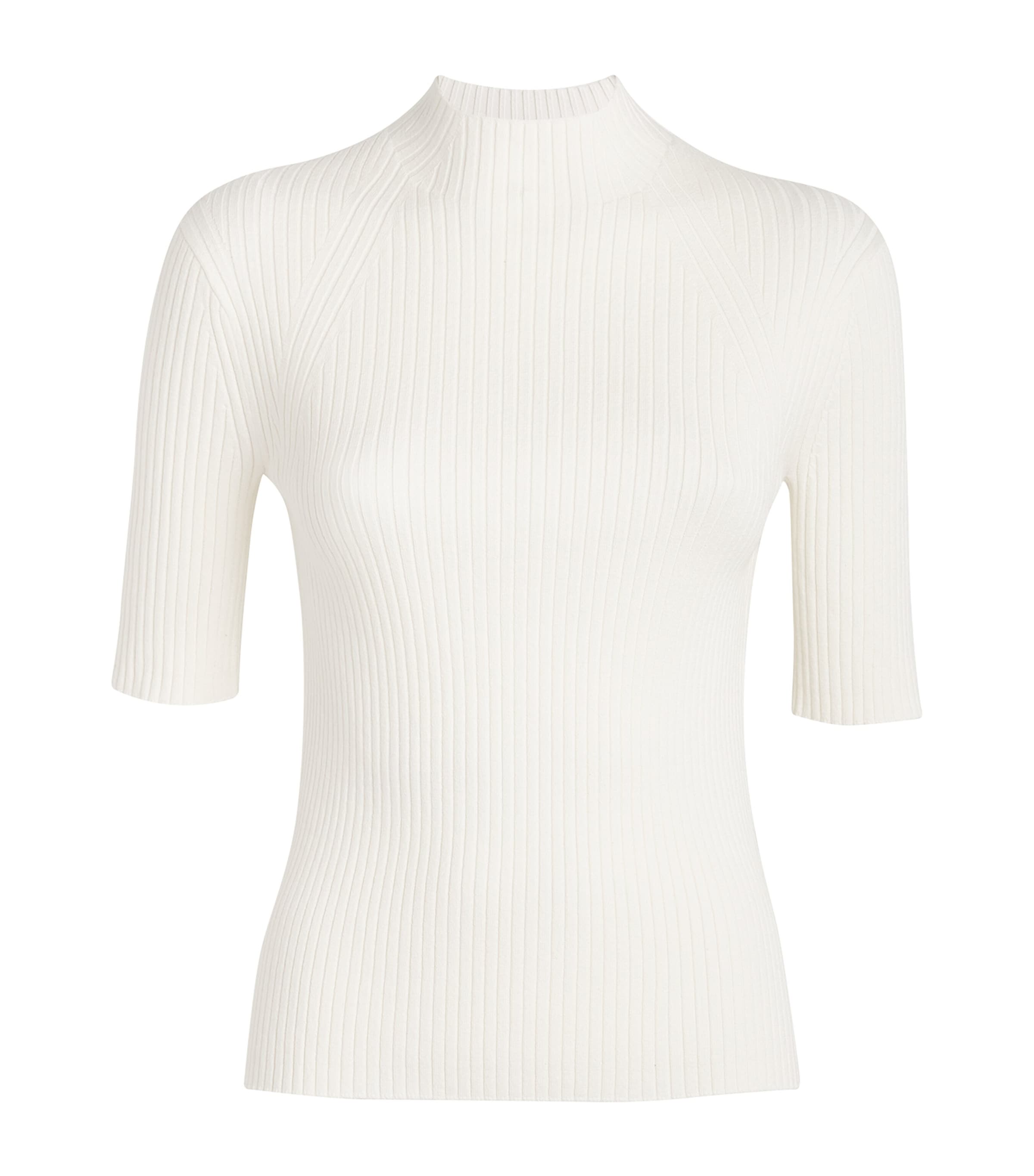 Shop Maje Ribbed High-neck T-shirt In White