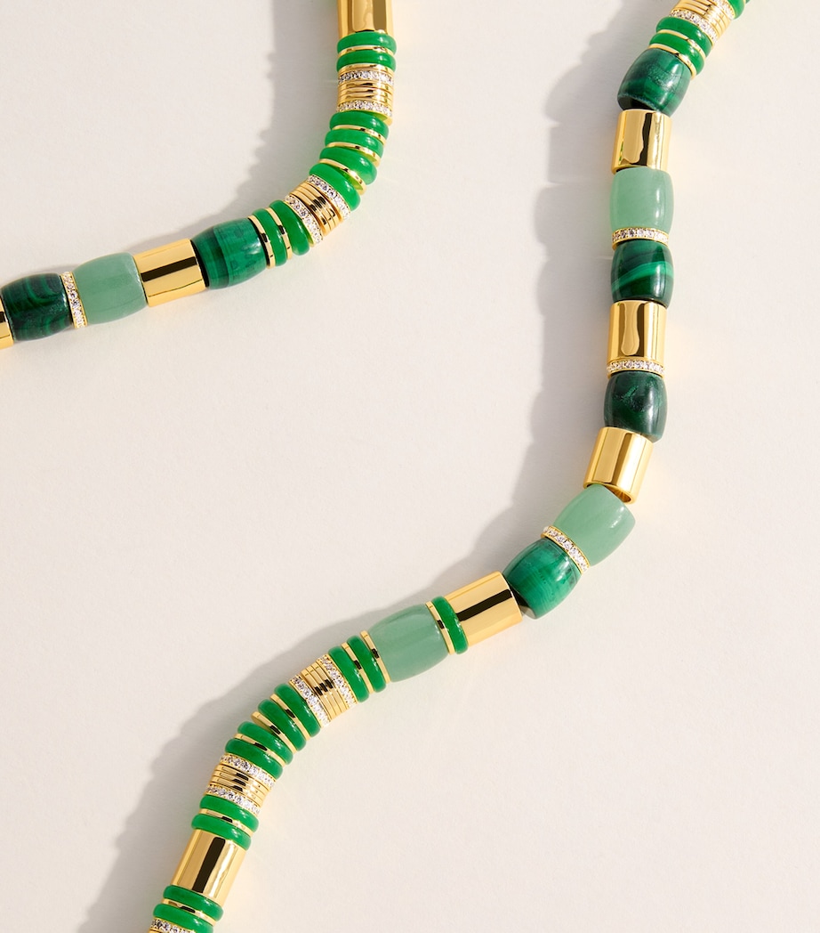 Eddie Borgo Gold-Plated Jade, Malachite and Pavé Crystal Patch Necklace Malachite/new Jade Image 5