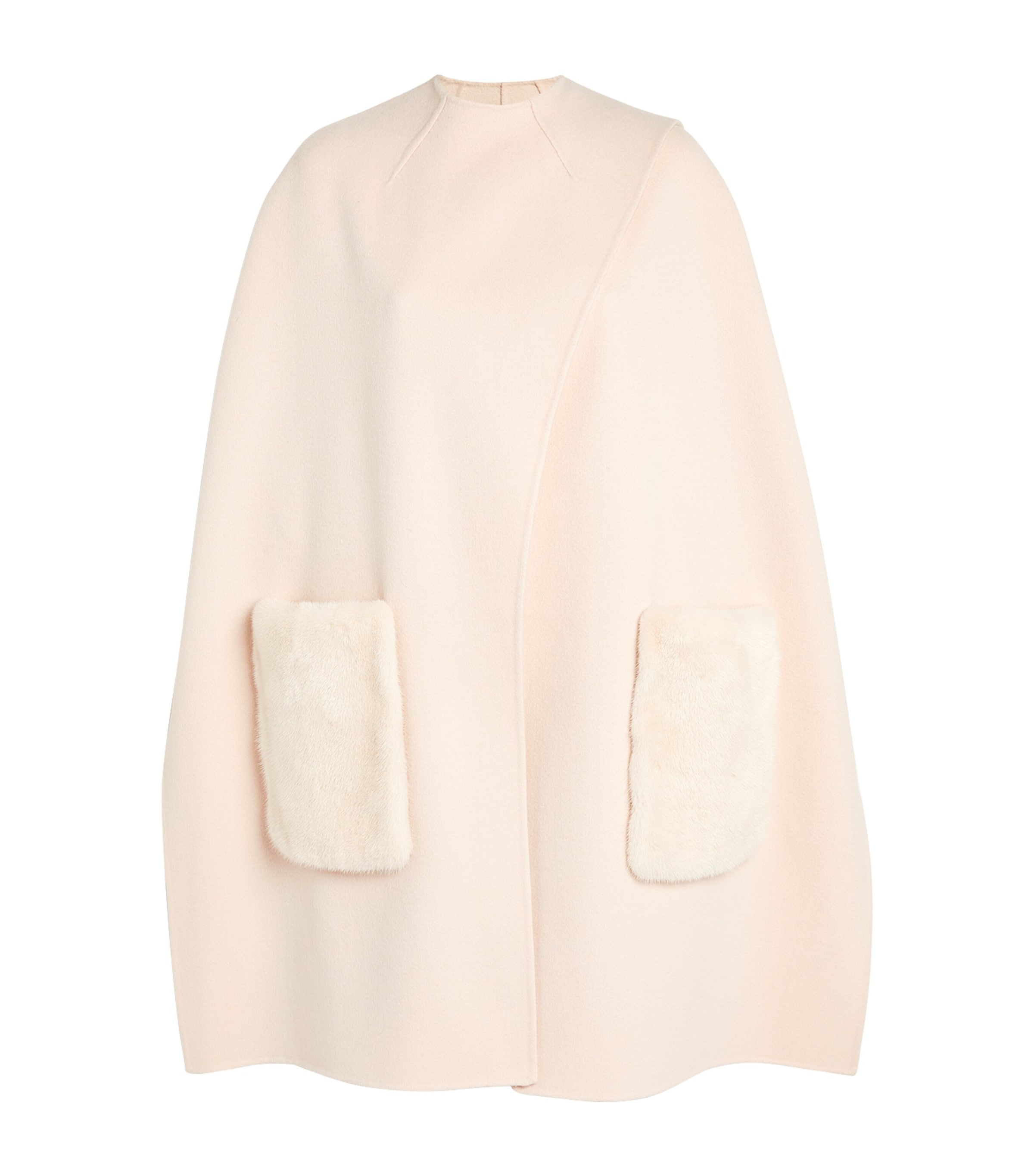 Yves Salomon Mink-pocket Cape In Beige