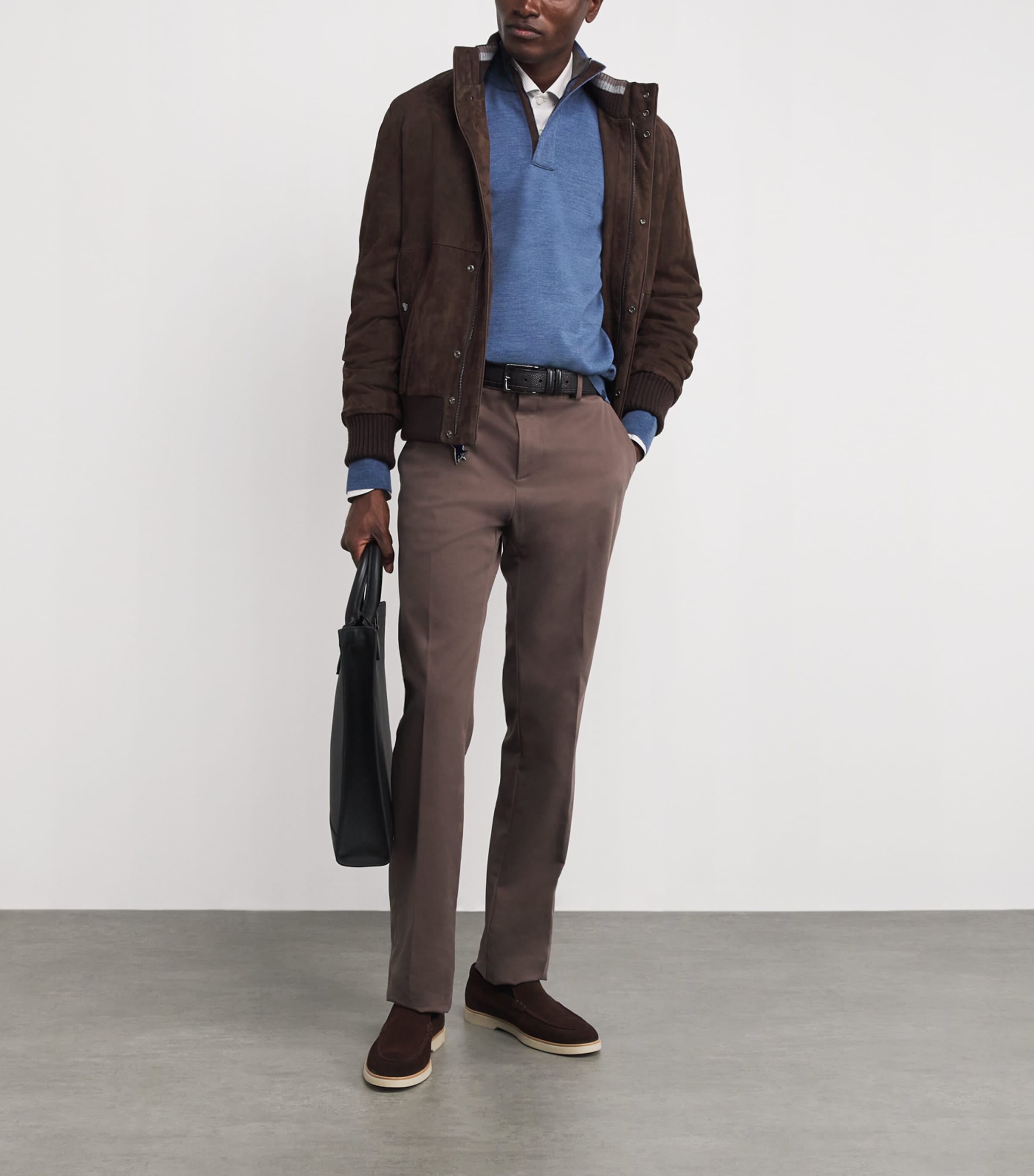 Virgin Wool Quarter-Zip Sweater 635CADET BLUE Image 2