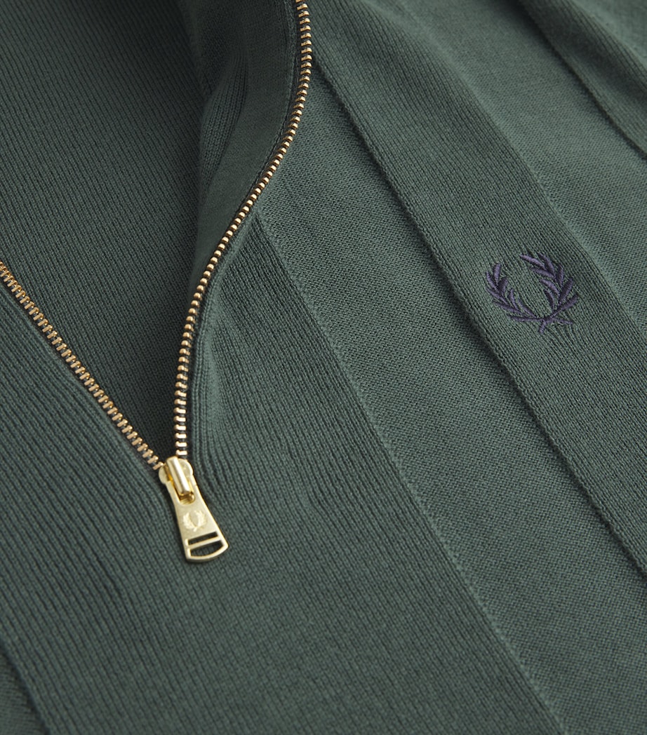 Cotton Zip-Up Polo Shirt X89 COURT GREEN Image 5