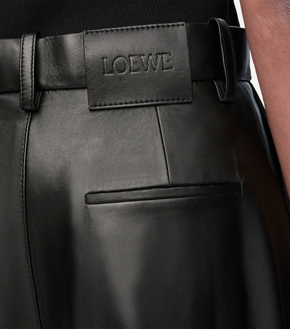 Leather Barrel Trousers BLACK Image 4