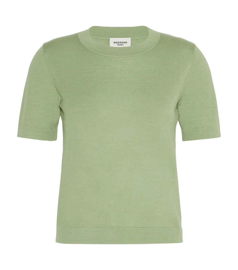 Weekend Max Mara Womens Wool-Silk Knit Top Green Image 1
