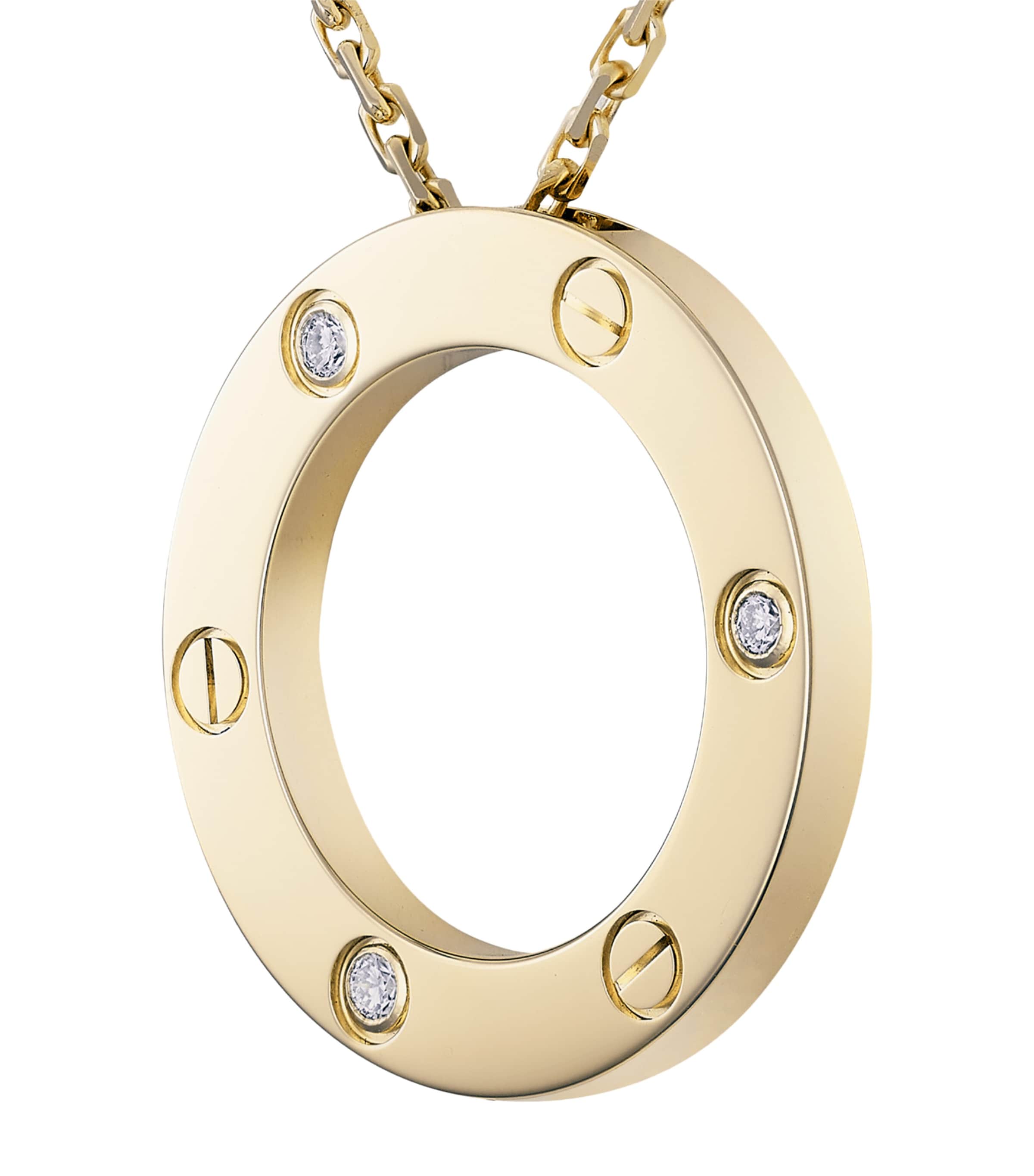 Yellow Gold and Diamond LOVE Necklace YELLOW GOLD Image 7