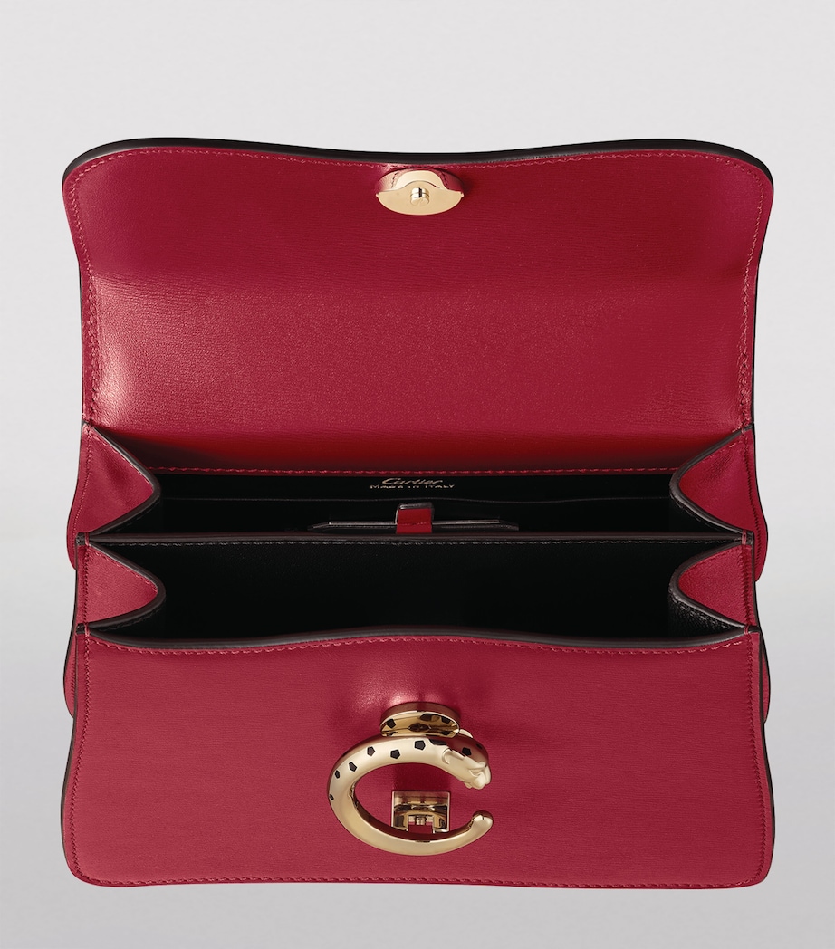 Leather Mini Panthère De Cartier Top-Handle Bag CHERRY RED Image 4