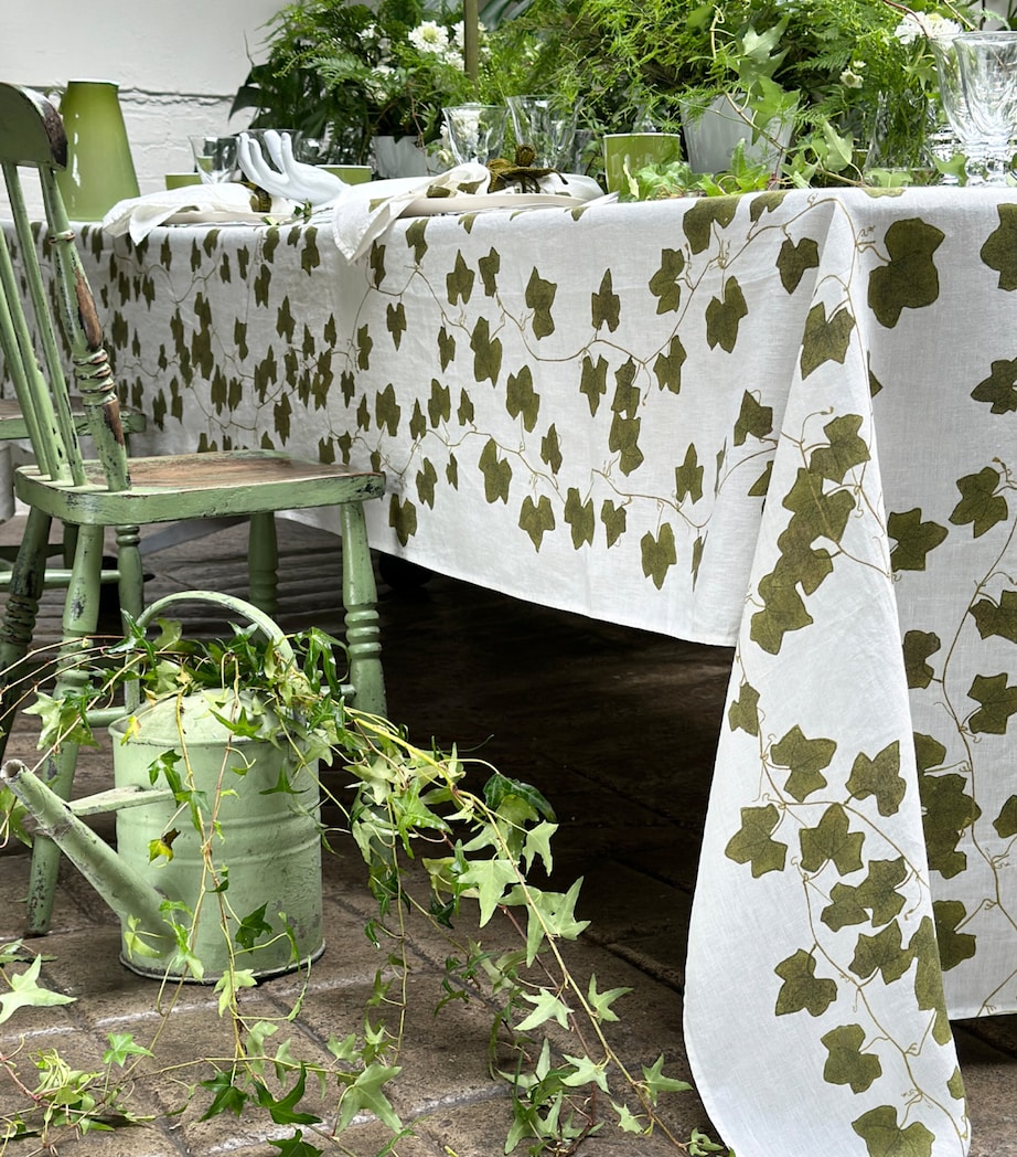 Linen Ivy Tablecloth (165cm x 380cm) GREEN Image 6