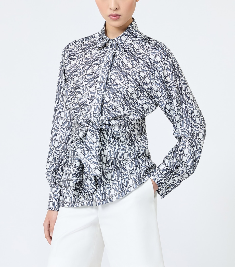 Max Mara Womens Silk Monogram Blouse Ultramarine Image 3