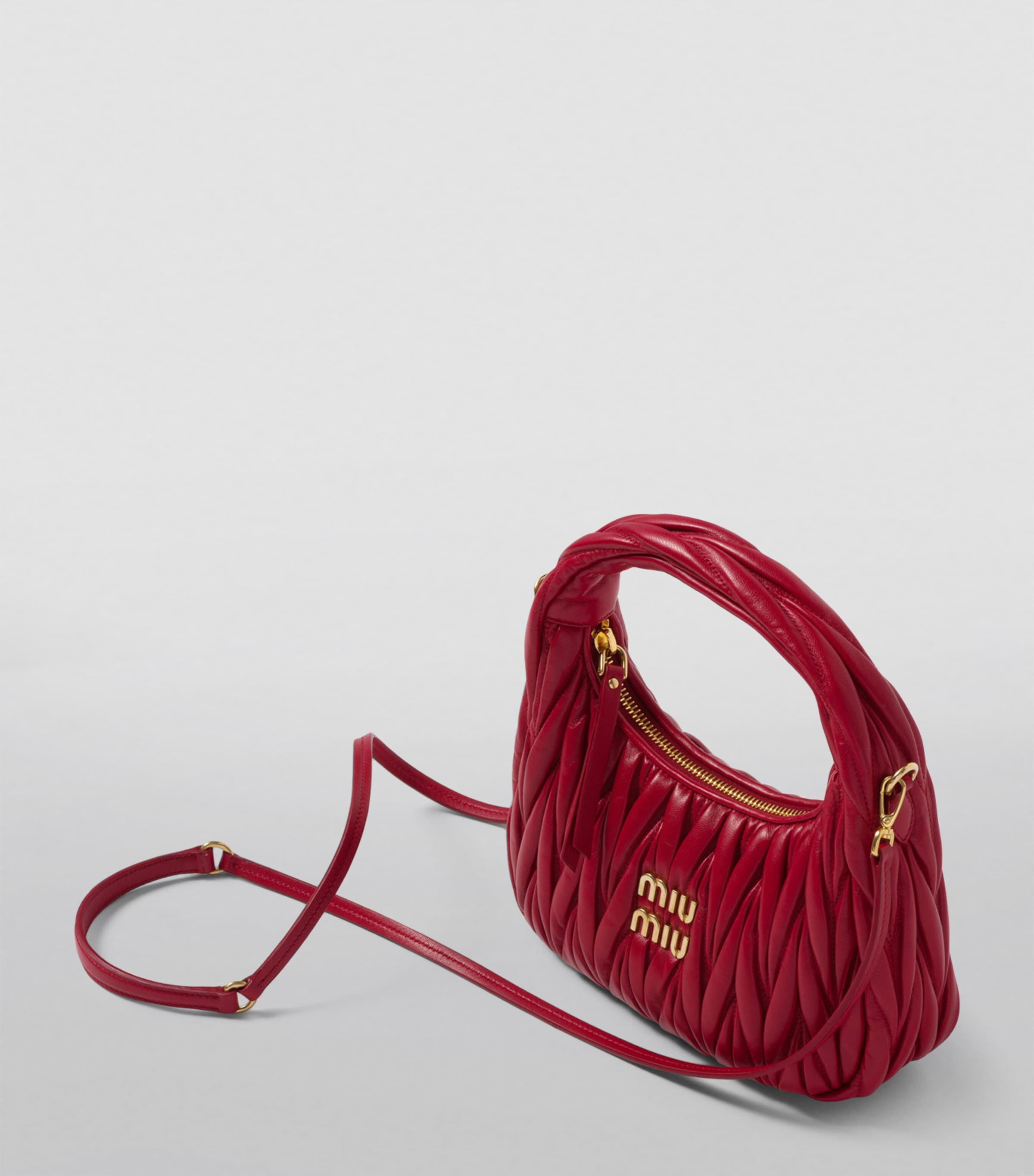 Miu Miu Red Small Nappa Leather Wander Top-Handle Bag Harrods UK